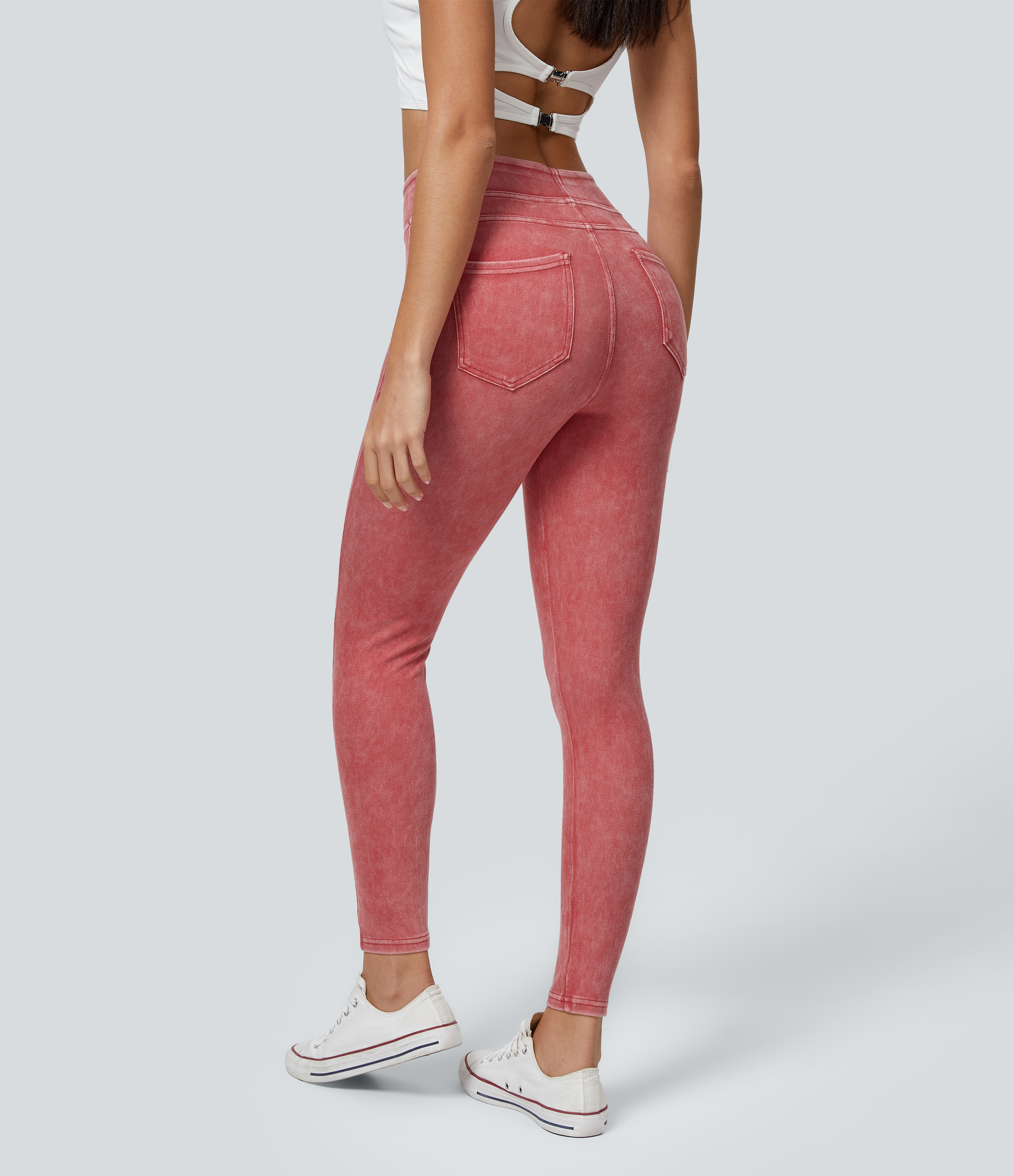 Leggings Halara Flex™ Denim mezclilla elástico colorido bolsillo lateral trasero tiro alto
