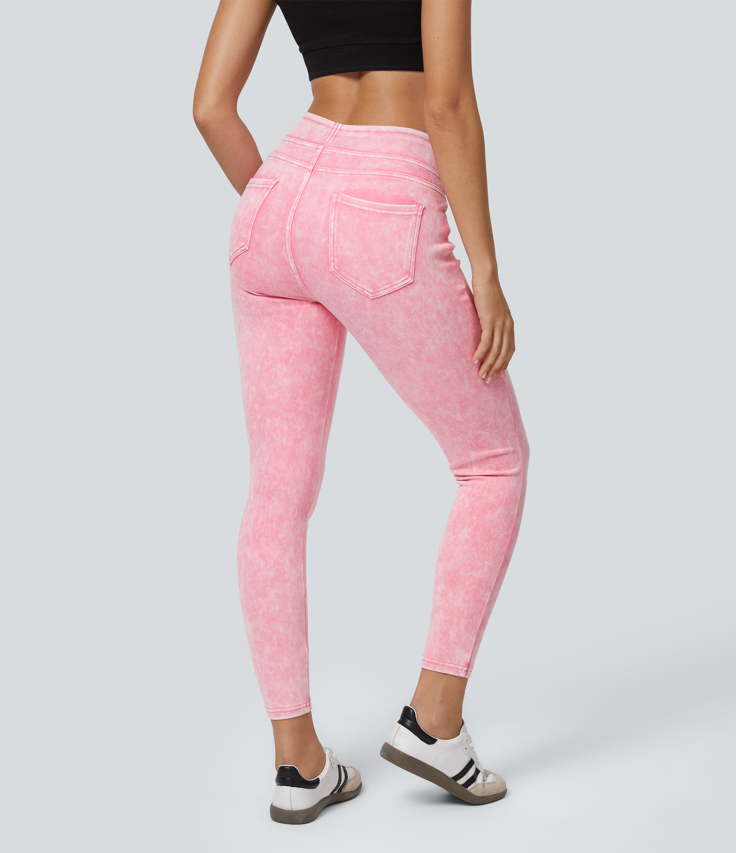 Leggings casuales de mezclilla de colores con bolsillo y cintura alta Halara Flex™