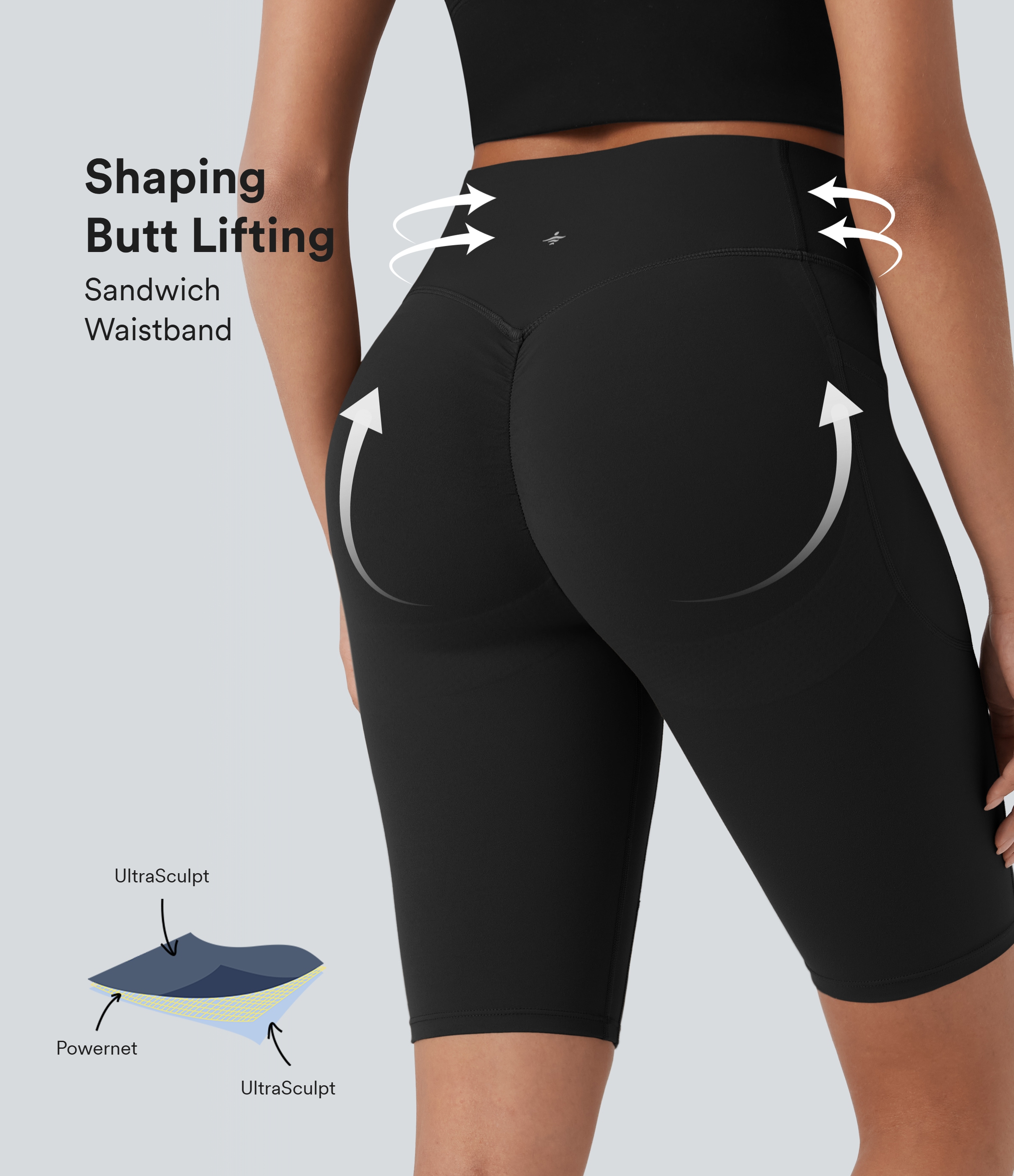 Halara UltraSculpt™ High Waisted Scrunch Butt Lifting Tummy Control Side Pocket Shaping Workout Biker Shorts 9''