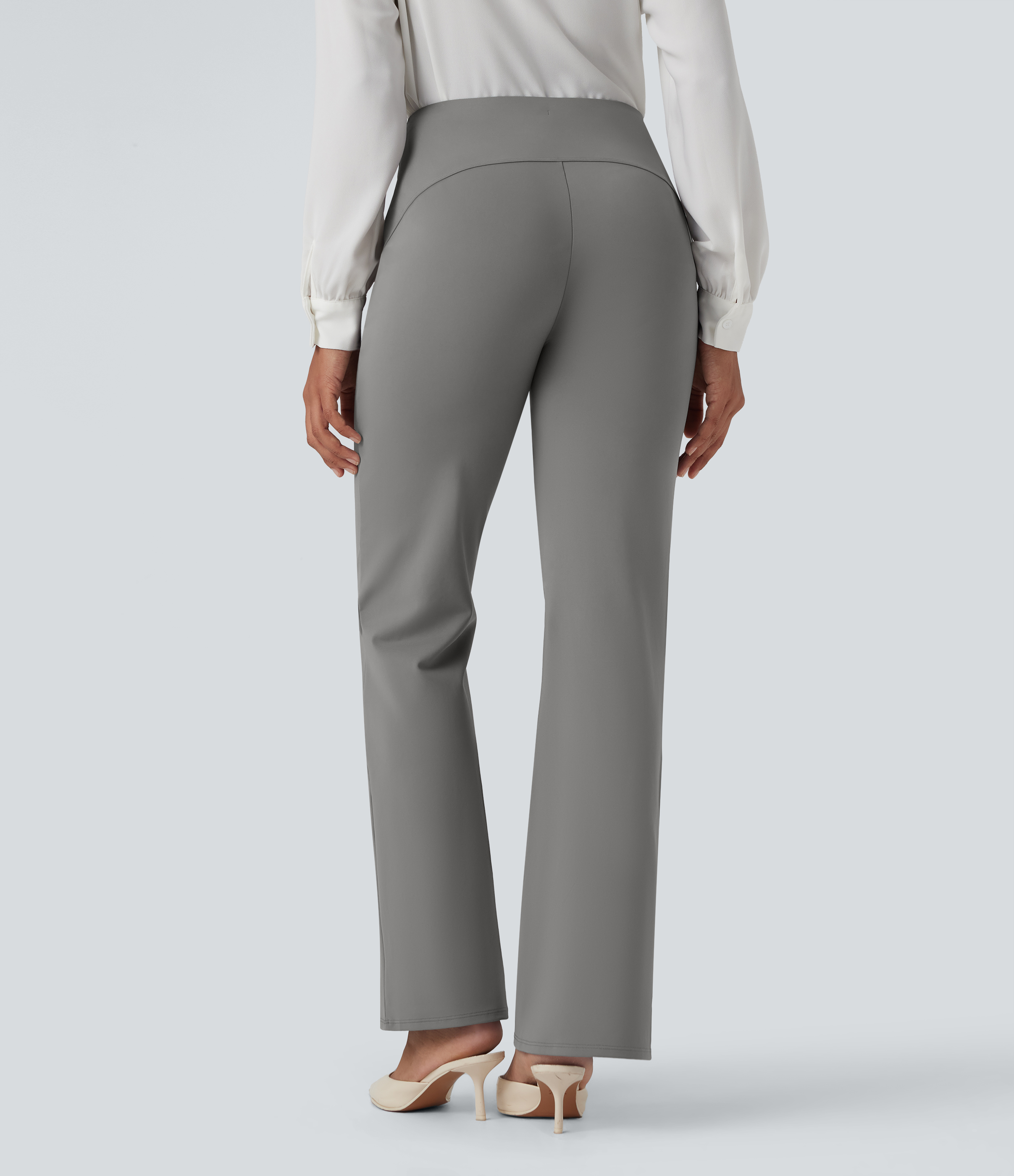 Silent Storm Pantalones de oficina Halara Flex™ de tiro alto y corte acampanado con bolsillos / 2