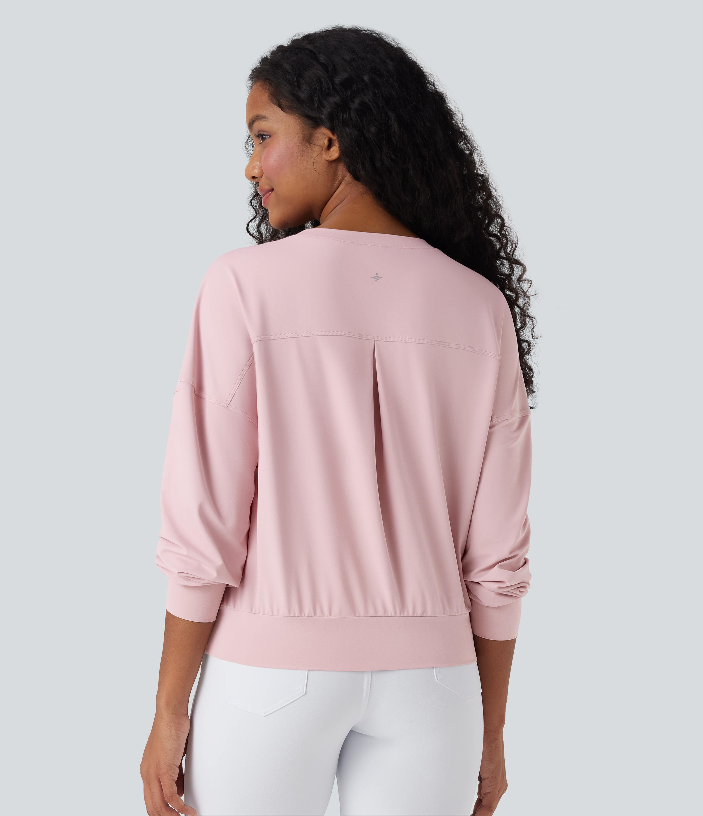 Pale Lilac Top deportivo de yoga de manga larga con cuello redondo / 2