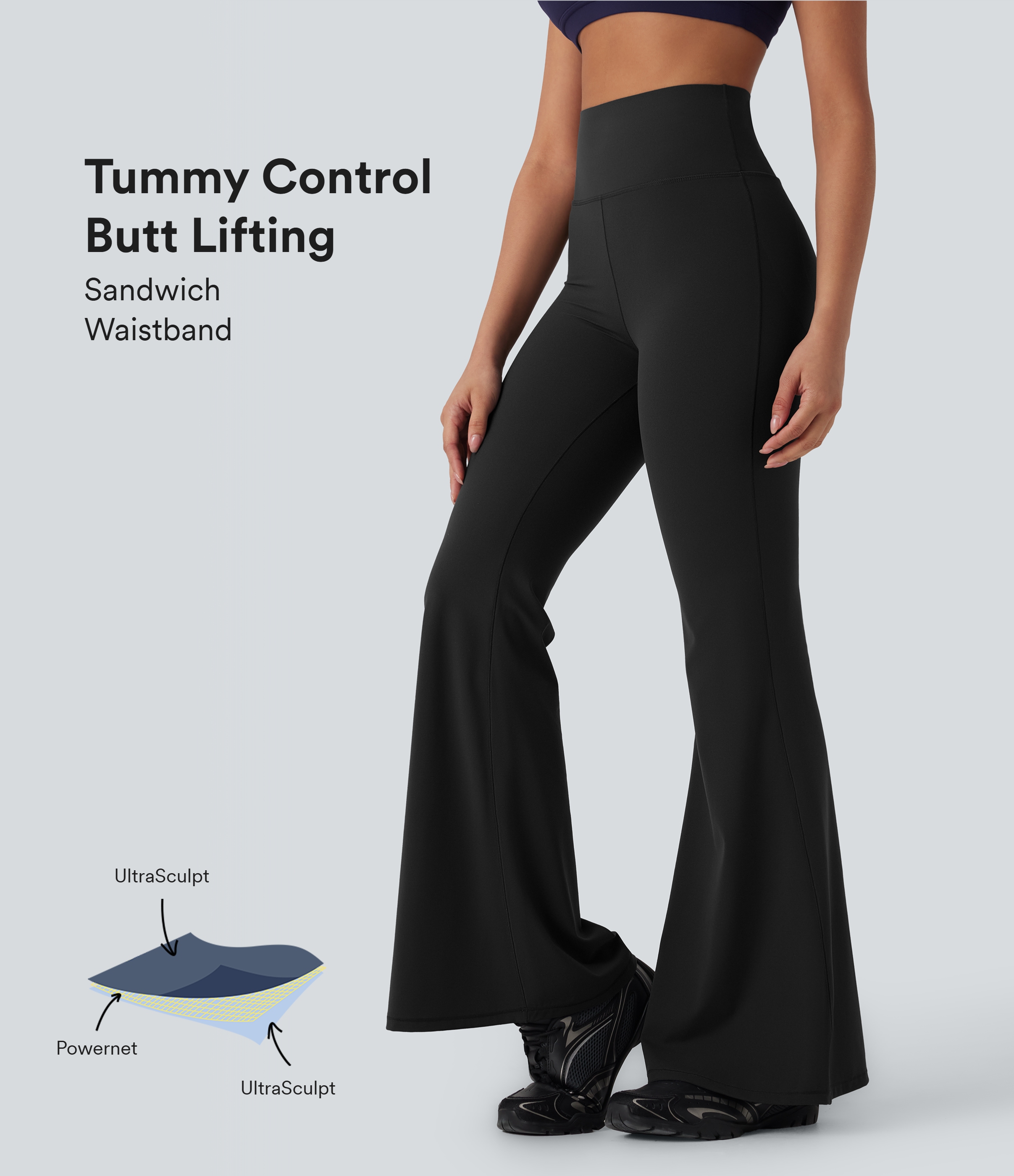 Halara UltraSculpt™ High Waisted Tummy Control Butt Lifting Shaping Yoga Flare Leggings