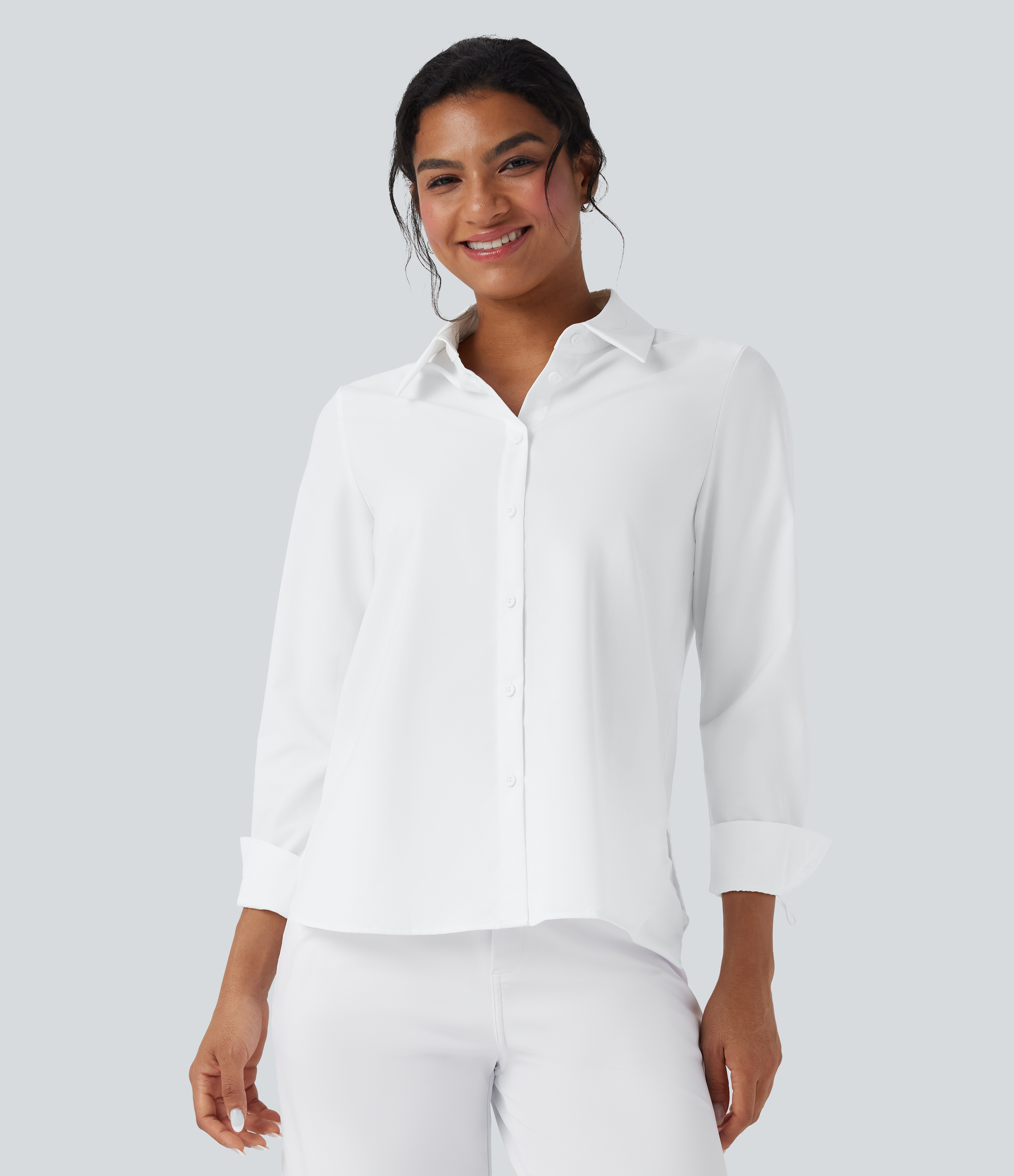 White Camisa de oficina de manga larga lisa / 1