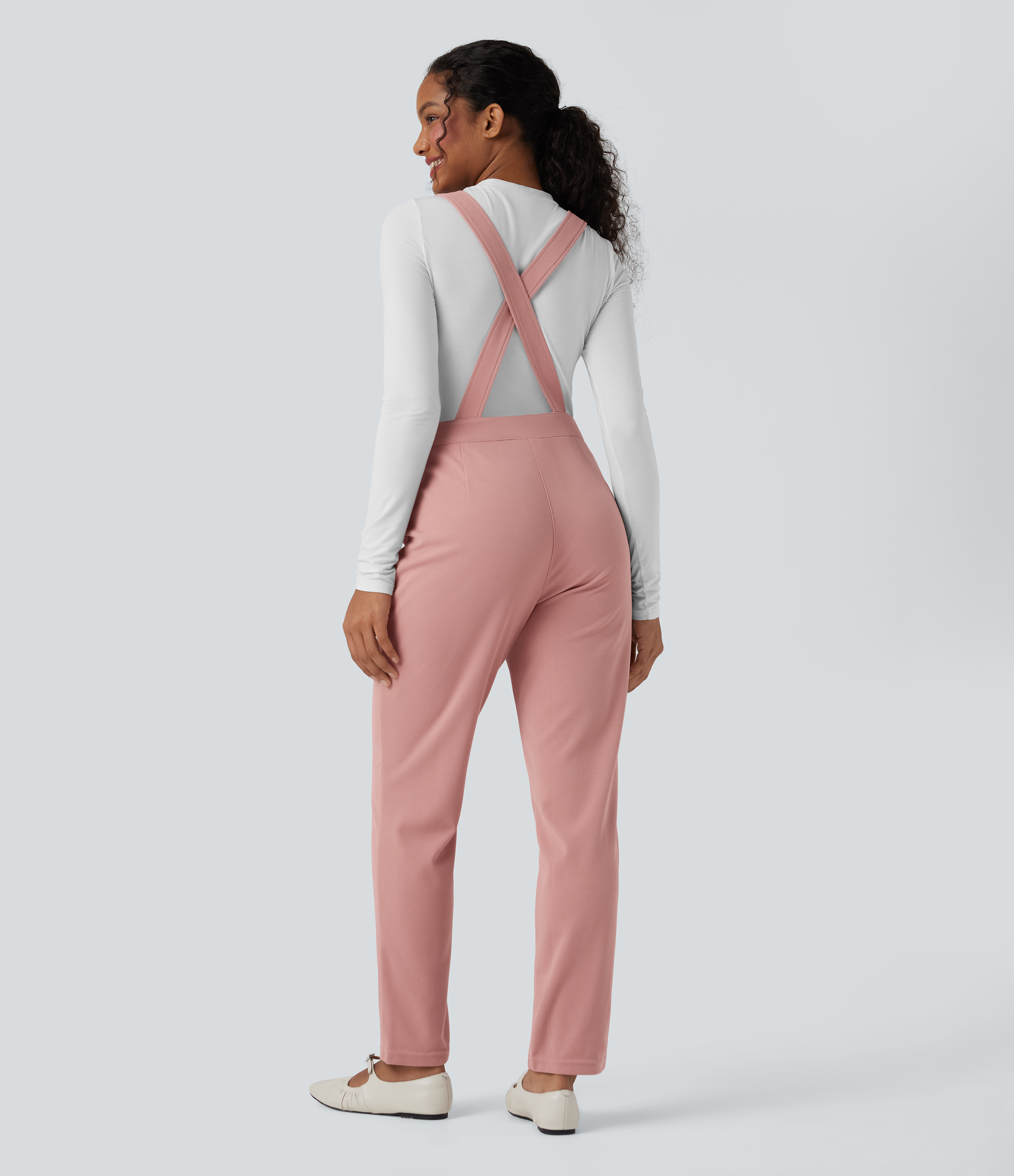 Rose Tan Jumpsuit casual con bolsillos y diseño en tela de gofre / 2