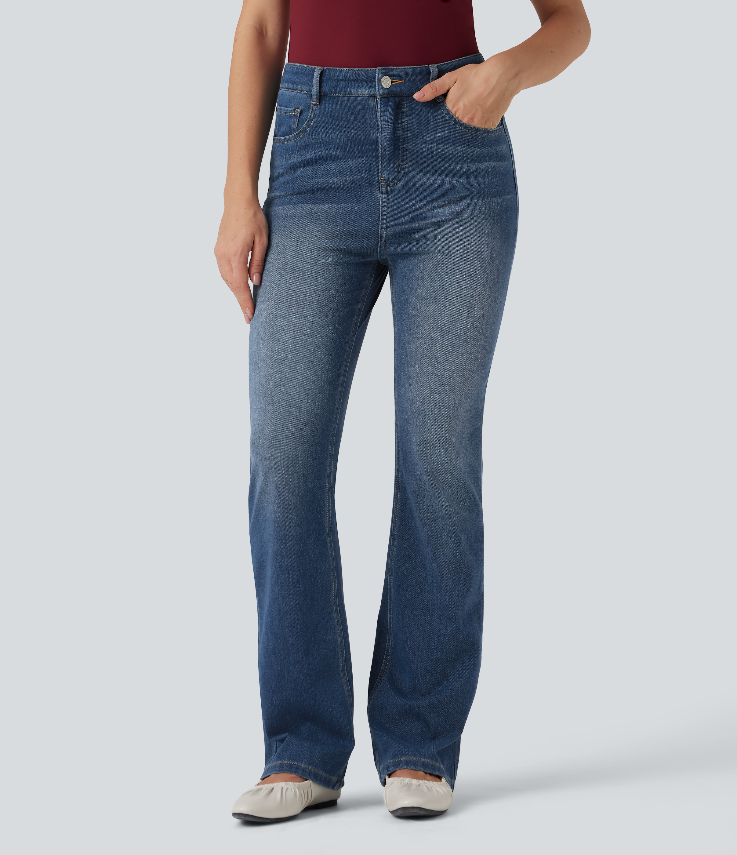 Halara Flex™ High Waisted Casual Flare Jeans with Pockets