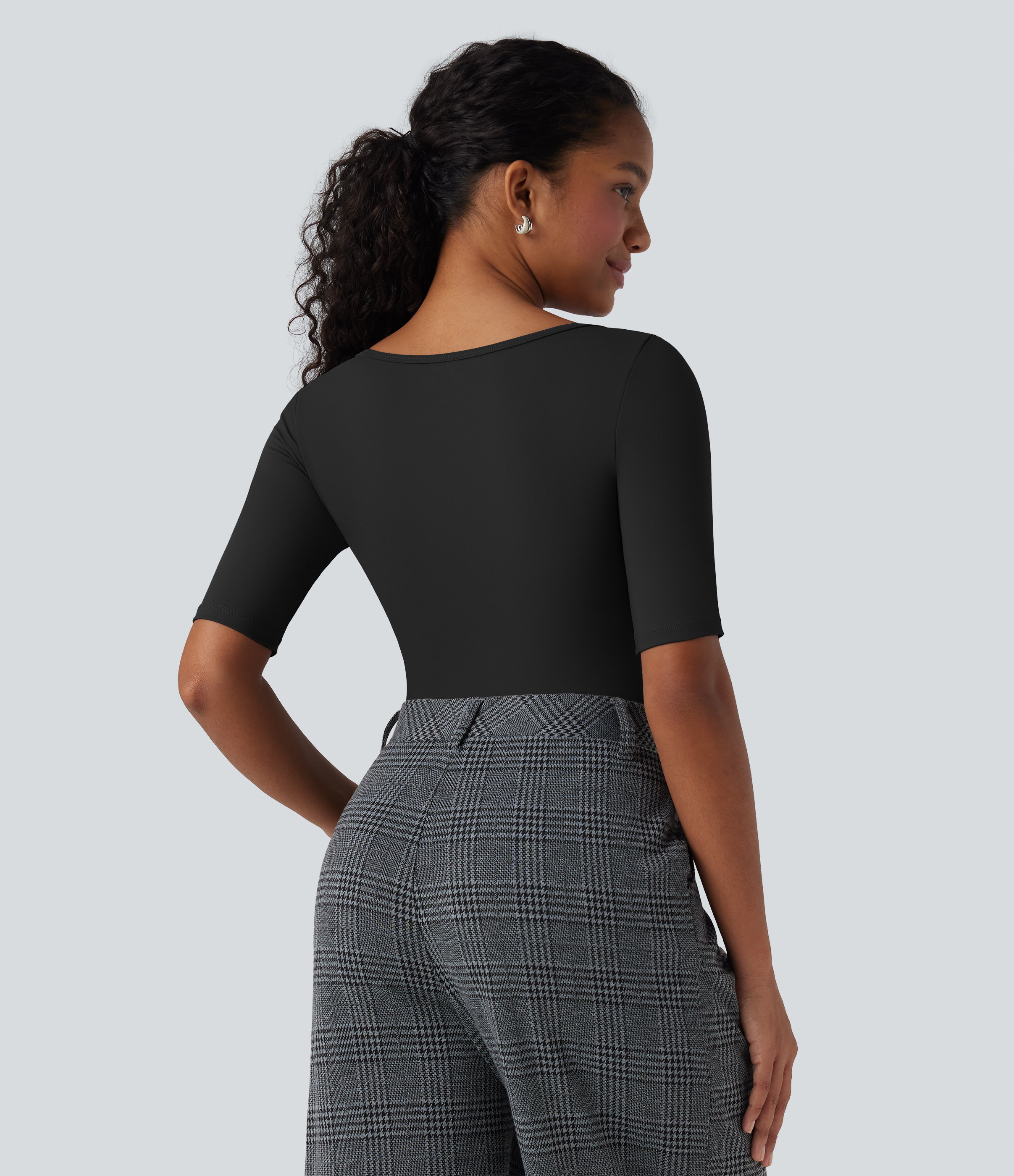 Black SoftlyZero™ Airy Scoop Neck Short Sleeve InstantCool Work T-Shirt / 2