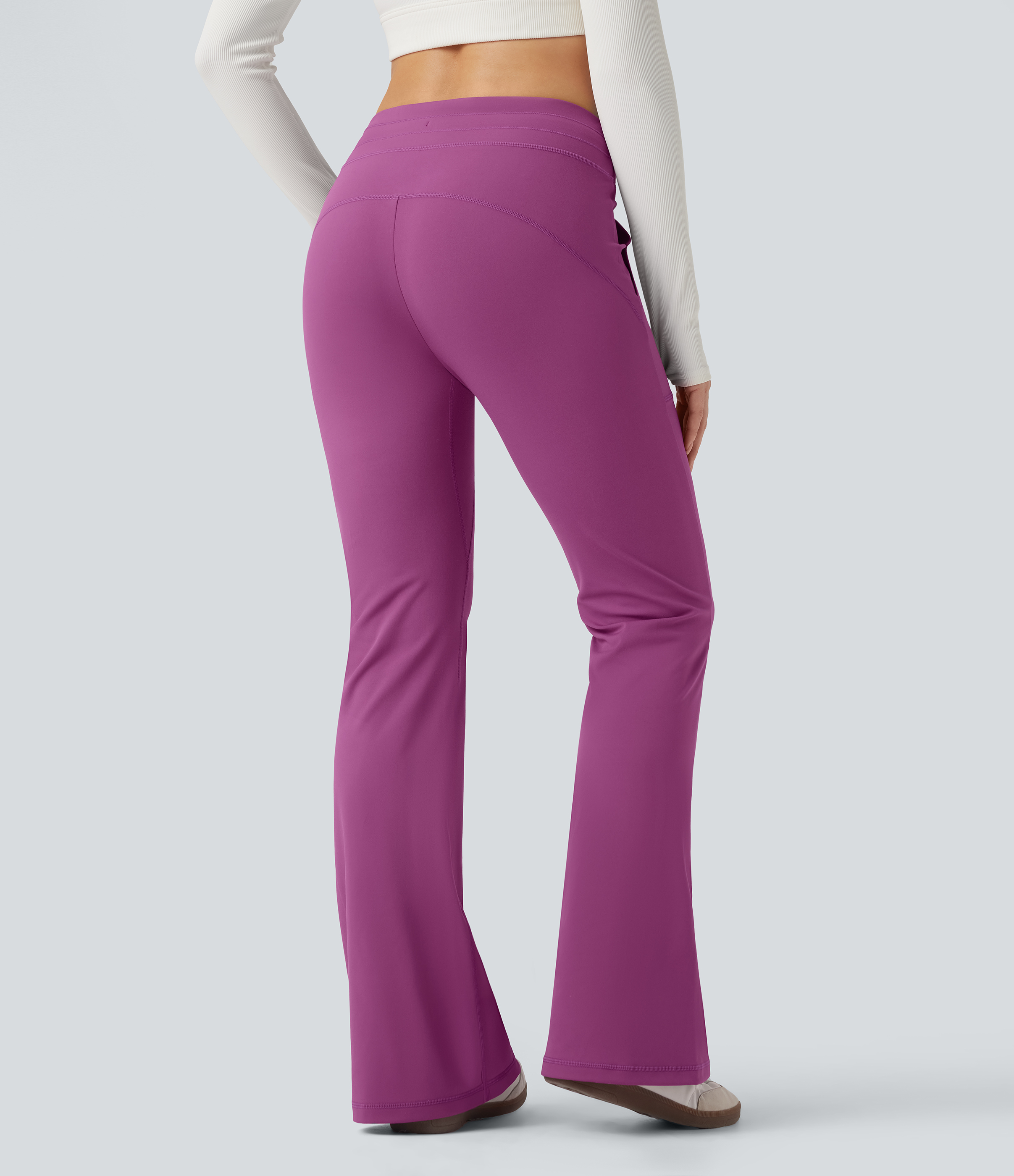 Deep Orchid Pantalon évasé ajusté taille moyenne avec cordon de serrage DayStretch avec poches / 2