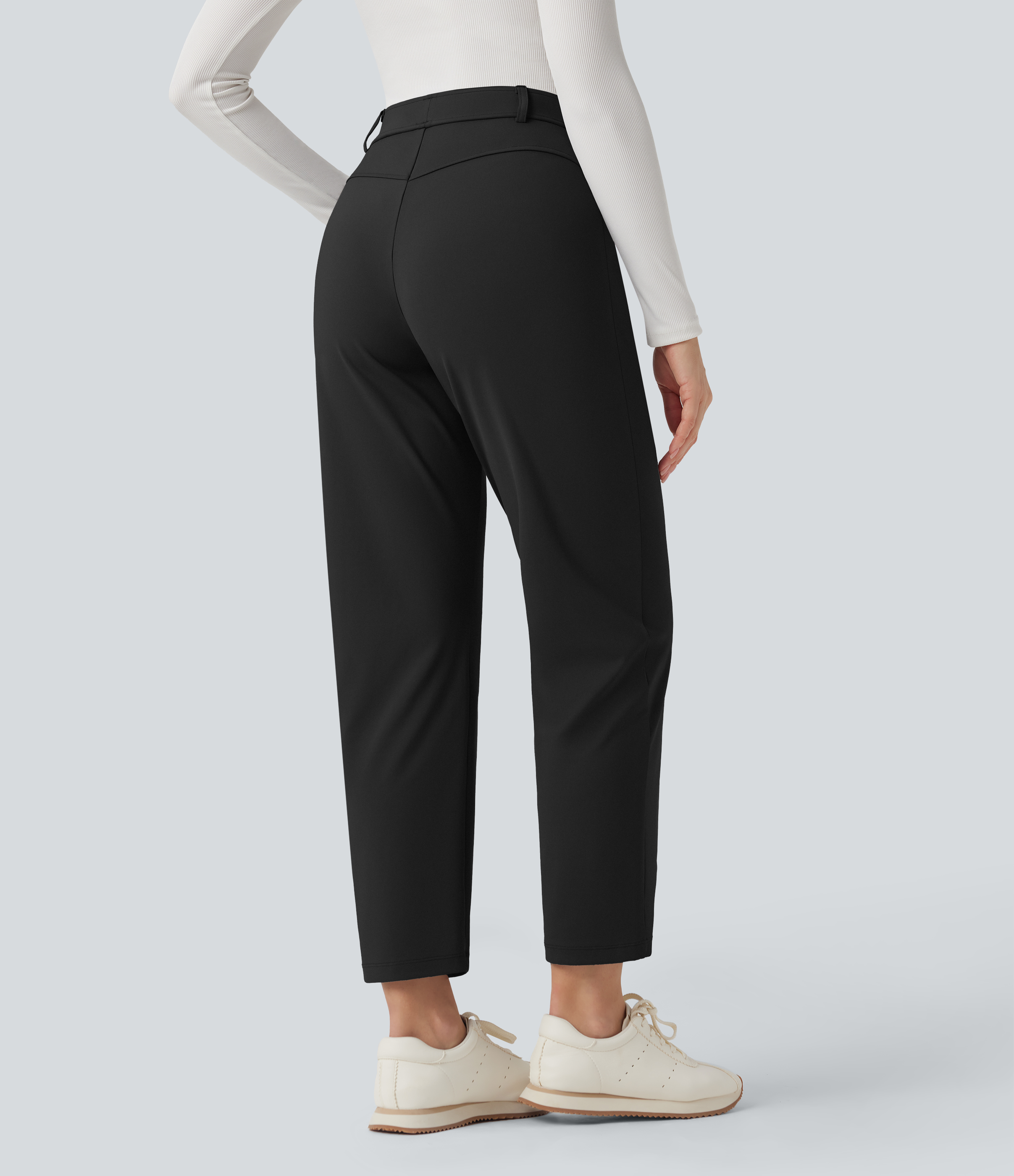 Noir Pantalon tailleur fuselé 7/8 taille haute Halara Flex™ DayStretch avec poches / 2