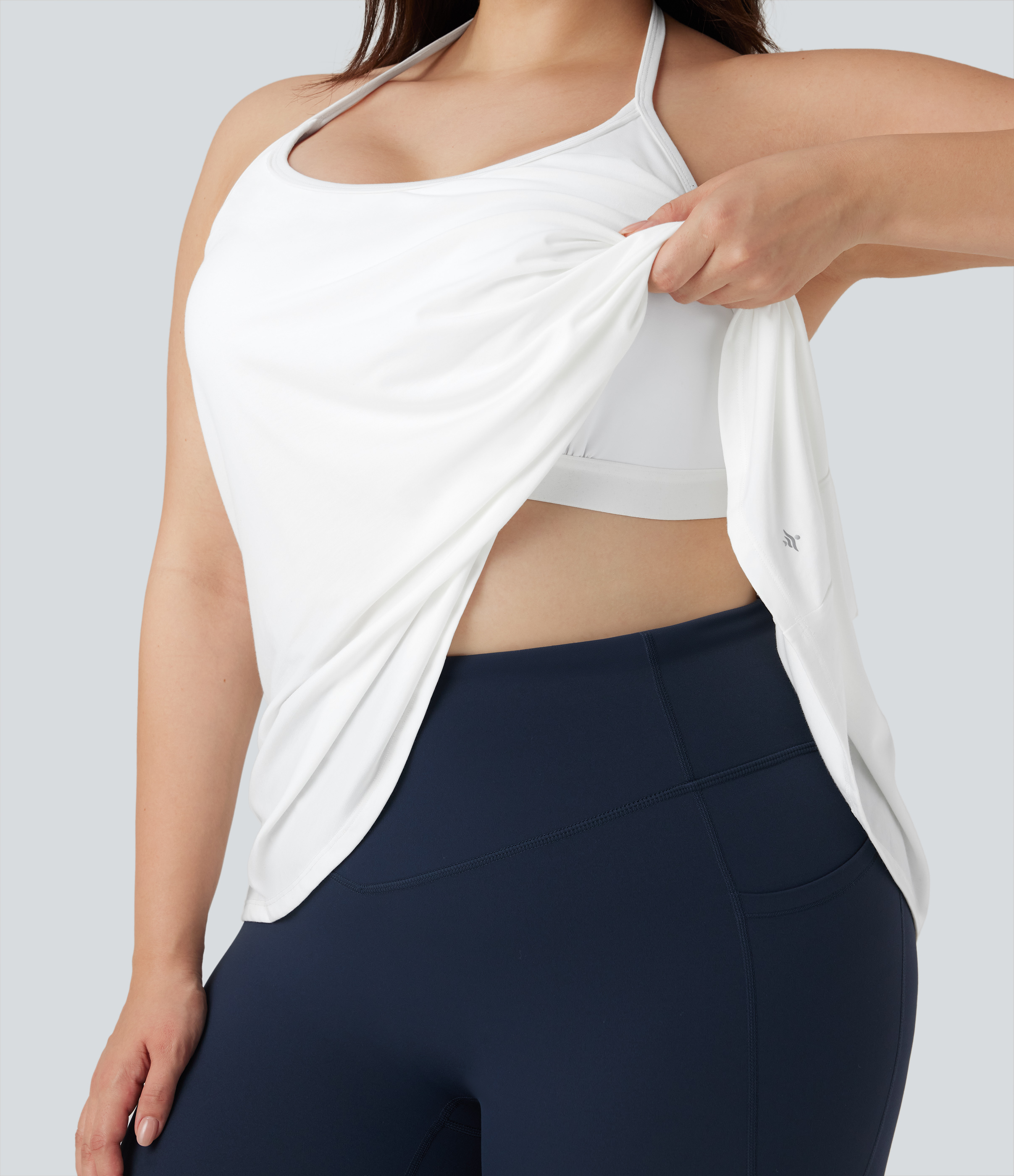 Haut de sport yoga grande taille SoftlyZero™ Airy col licou drapé toucher frais-UPF50+
