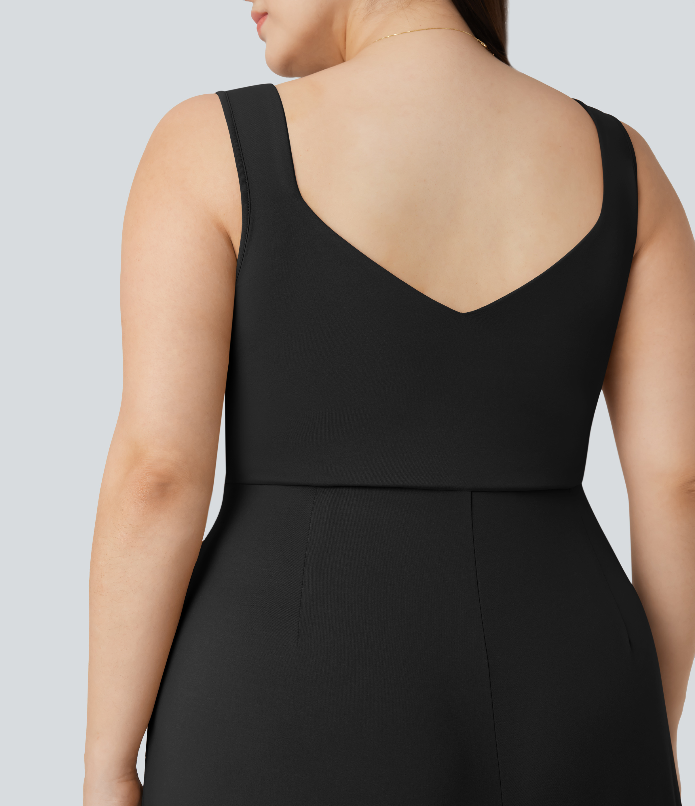 Women's U Back Sleeveless Casual Plus Size Jumpsuit with Pockets