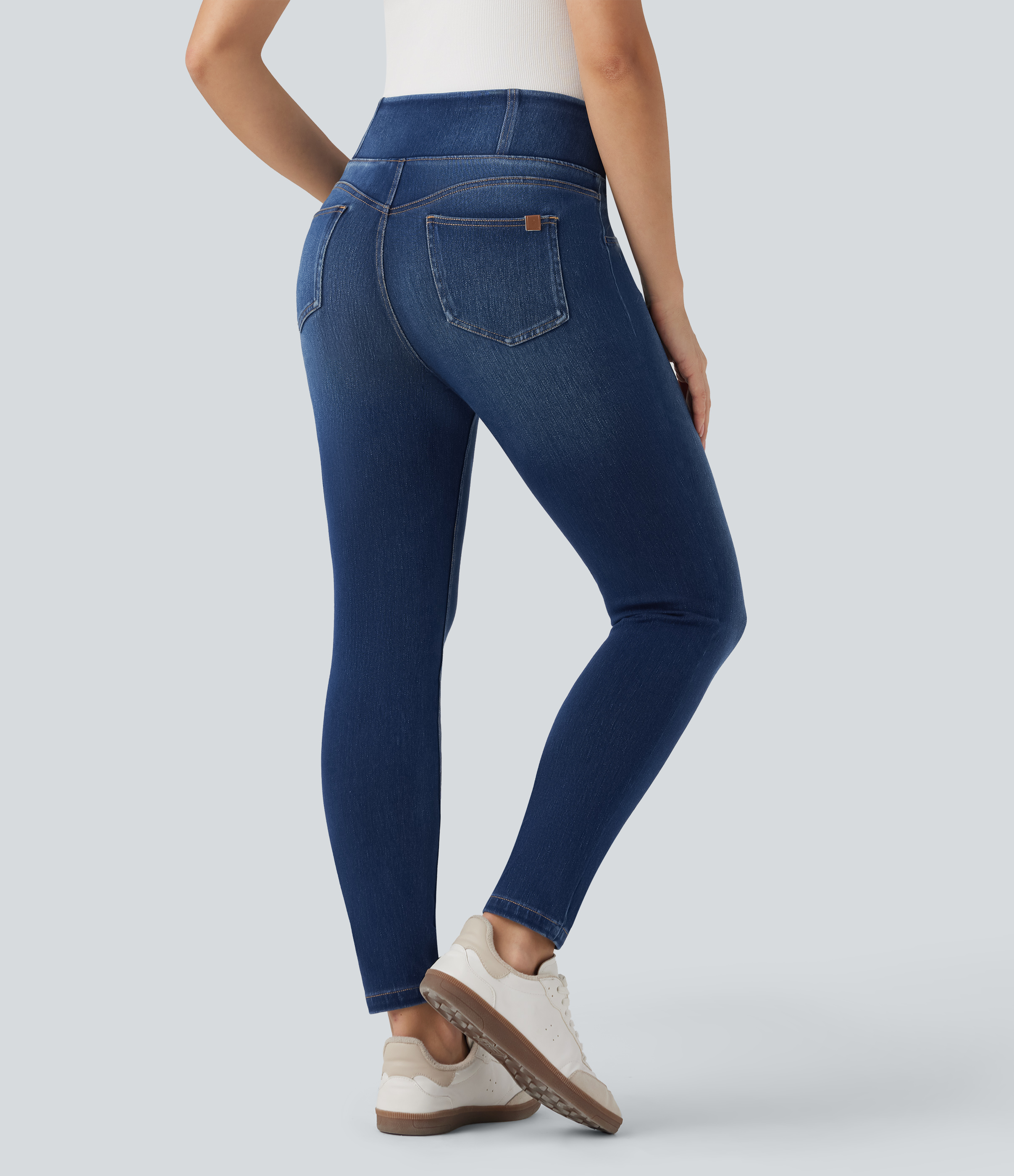 Pageant Blue Denim Halara Flex™ V-Shaped Mid Rise 7/8 Skinny Casual Jeans with Pockets / 2