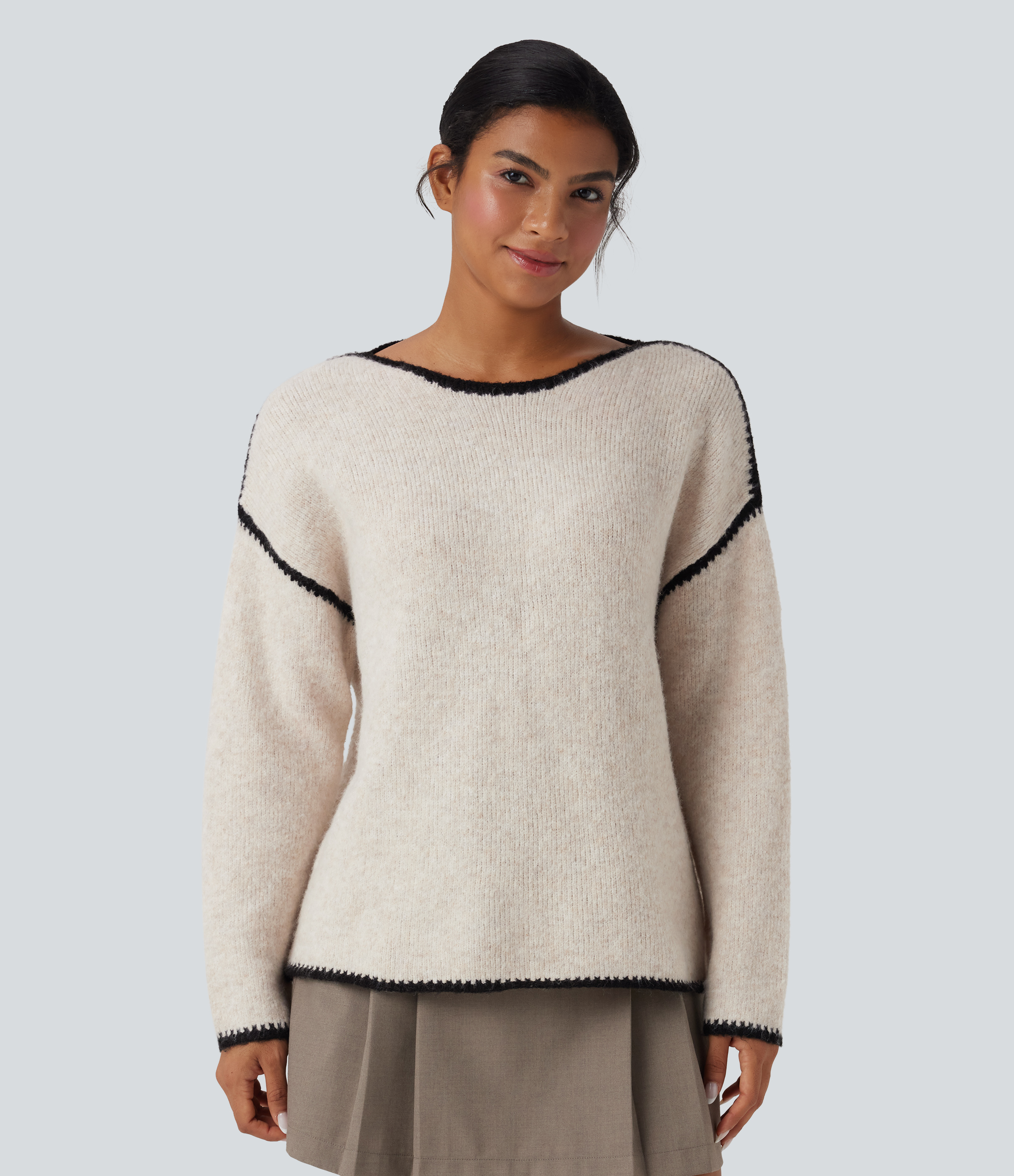 Lässiger Pullover mit Farbblockdesign