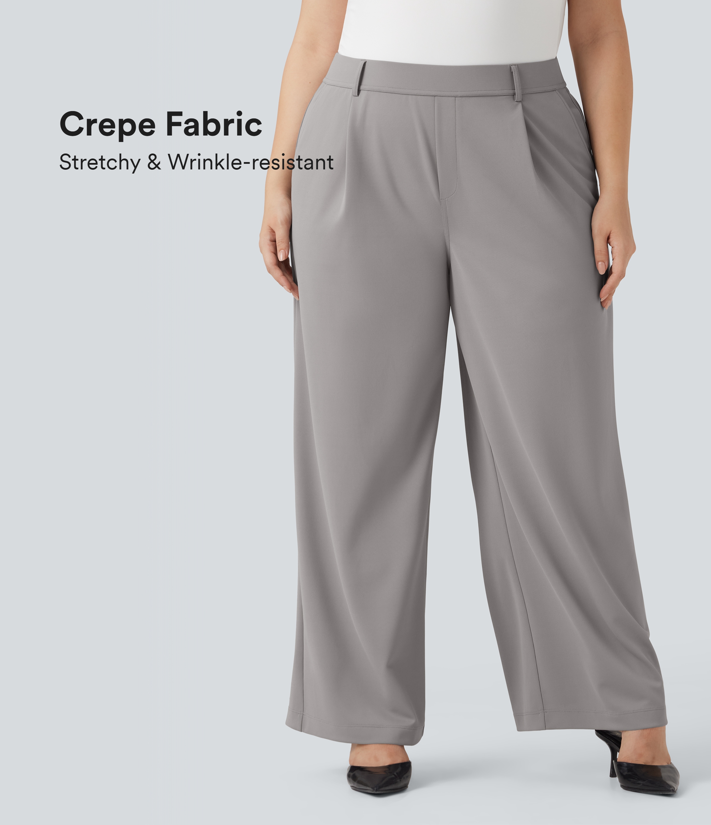 Halara Flex™ High Waisted Straight Leg Crepe Work Plus Size Pants with Pockets