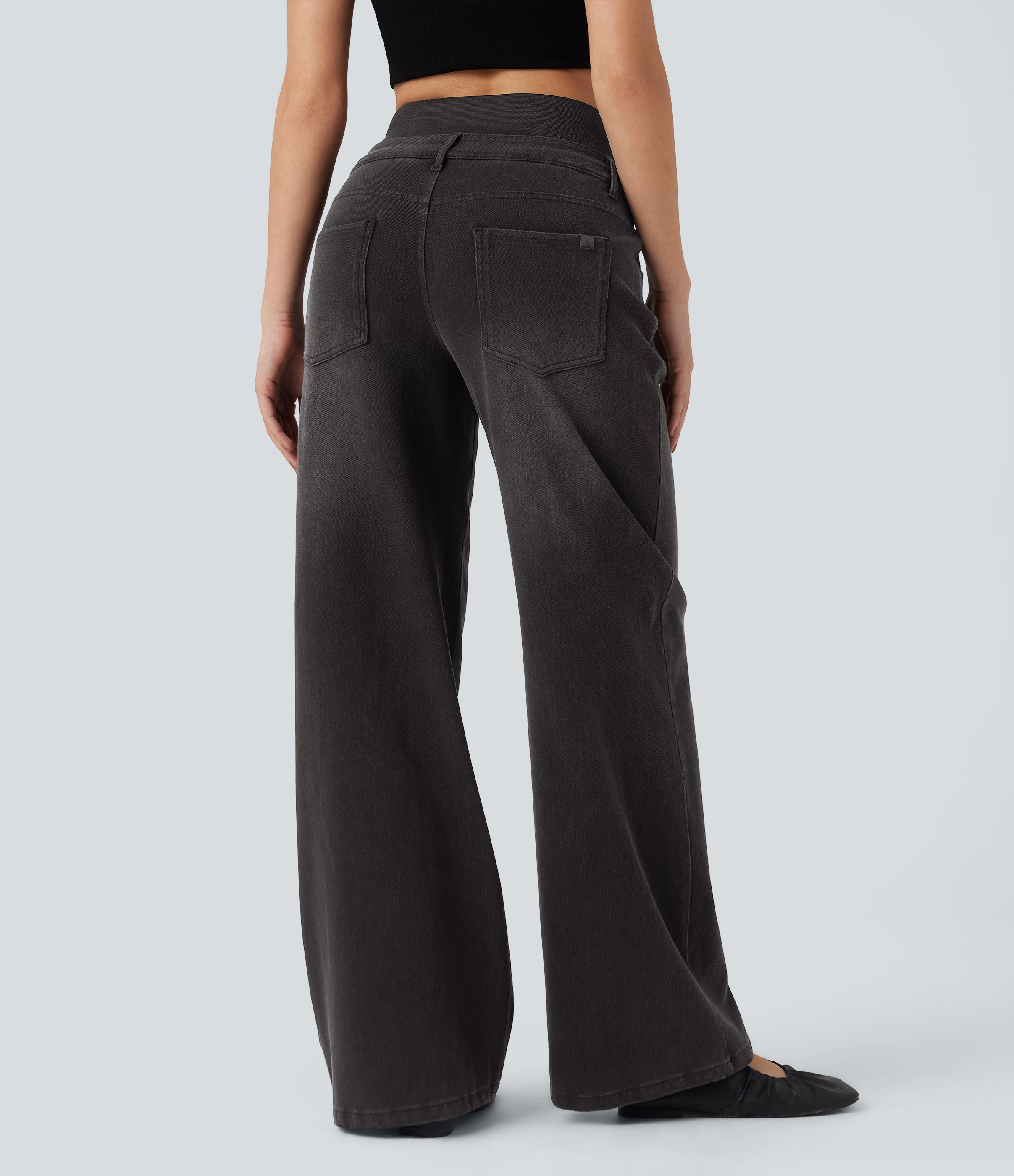 Phantom Denim Jean large délavé Halara Flex™ taille haute gainant avec poches / 2