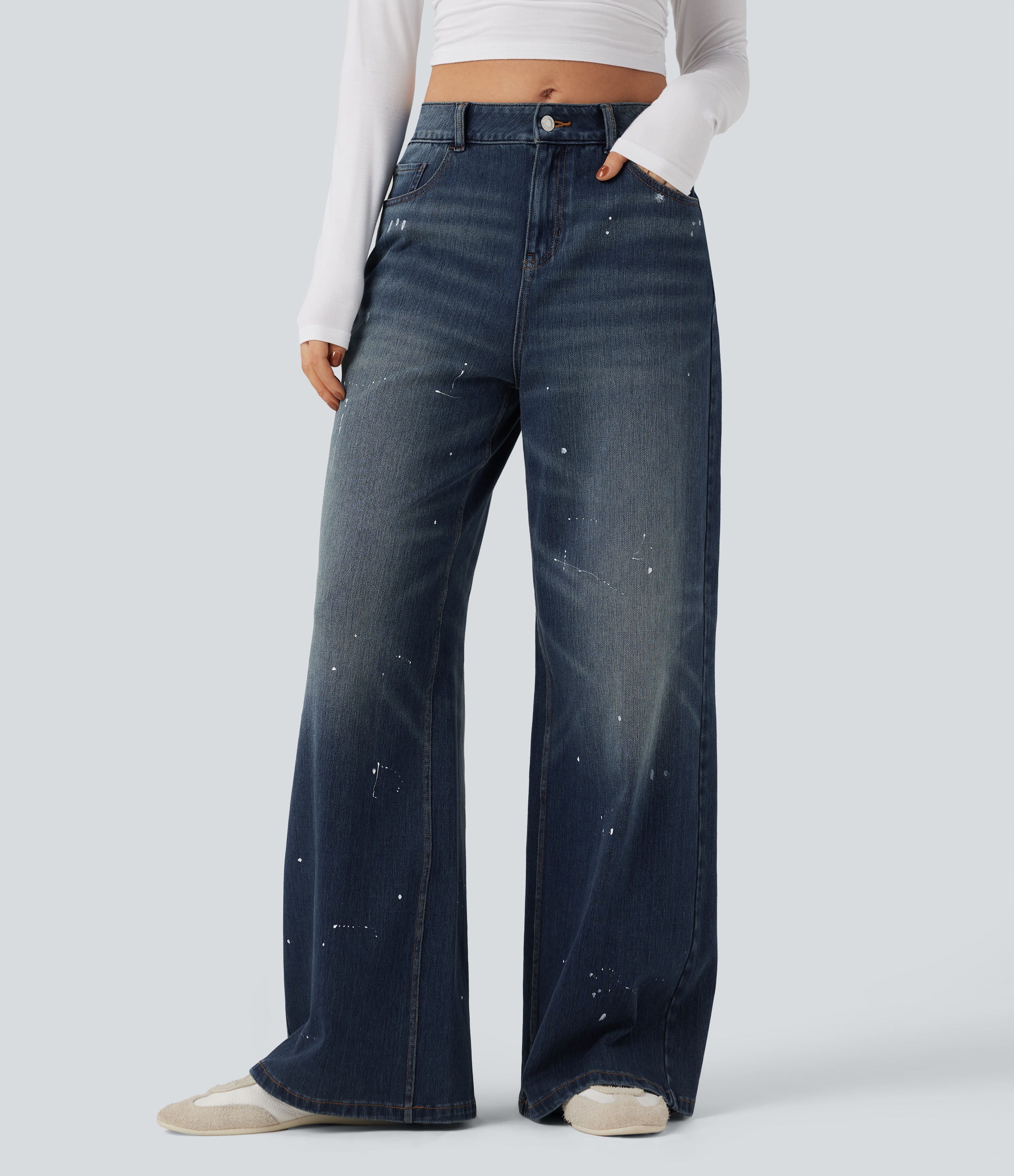 Jeans casuales fluidos de tiro medio Halara Flex™ con bolsillos