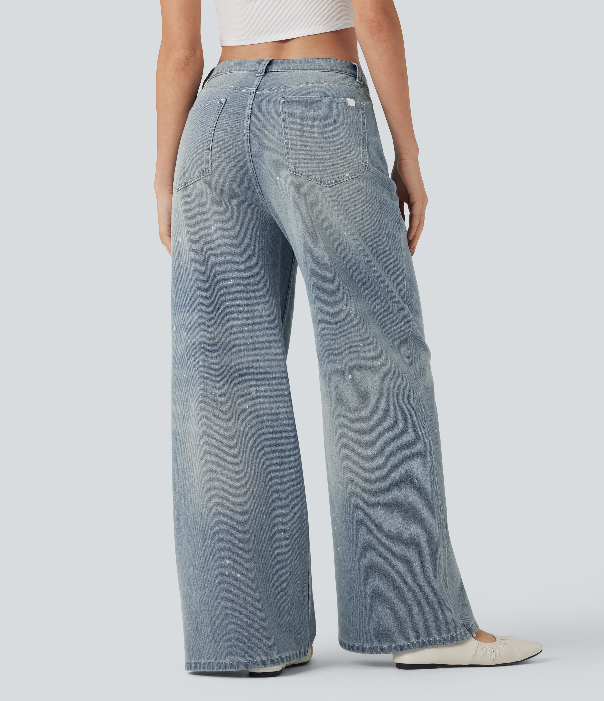Malibu Blue Denim Halara Flex™ Mid Rise Lässige Fließende Hose mit Taschen / 2