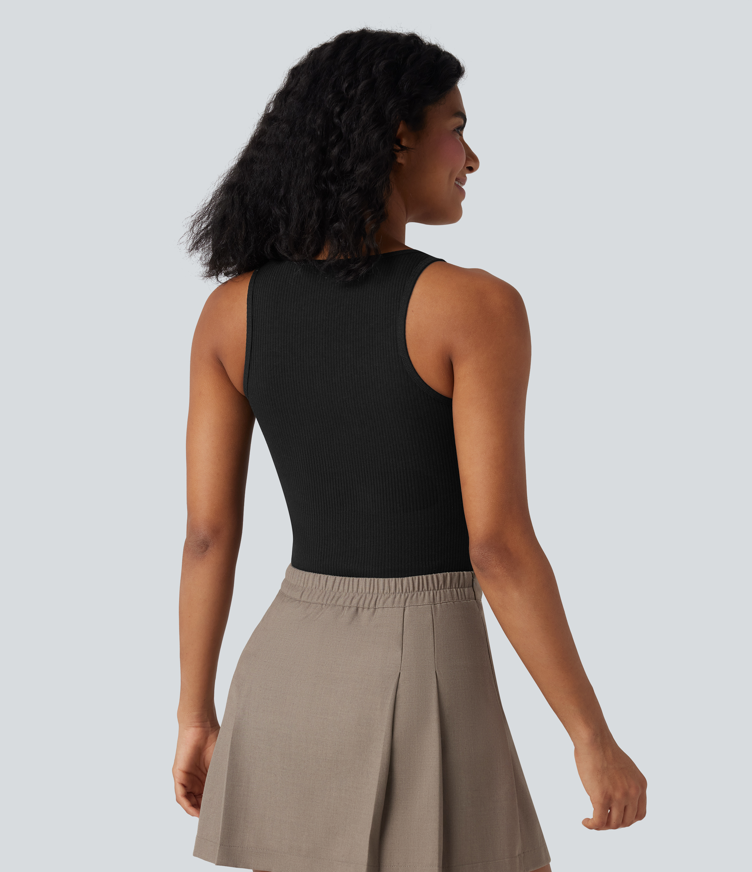 Black Camiseta casual sin mangas de punto acanalado / 2