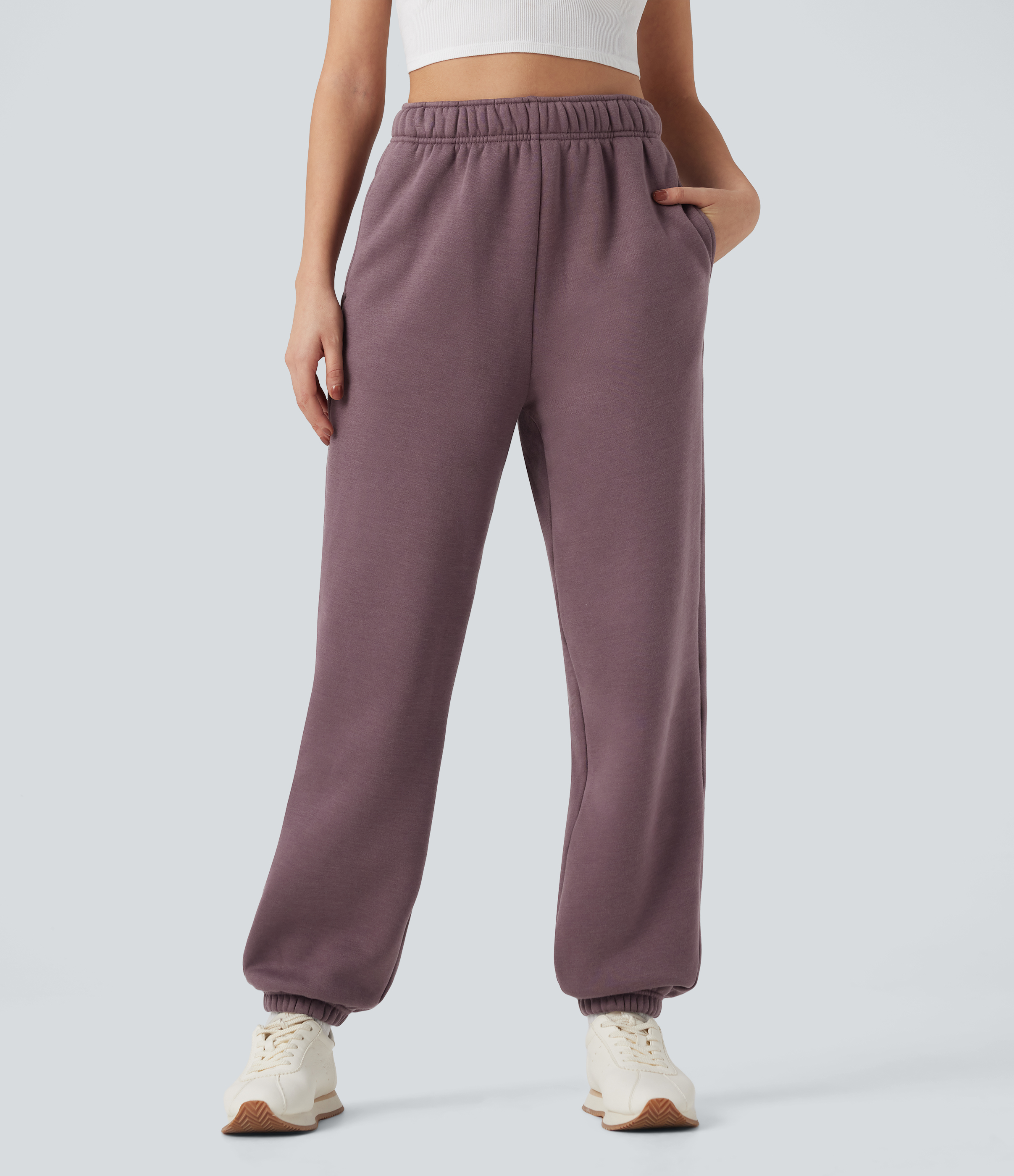 Flint Joggers casuales de polar con tiro alto y cordón interior con bolsillos / 2