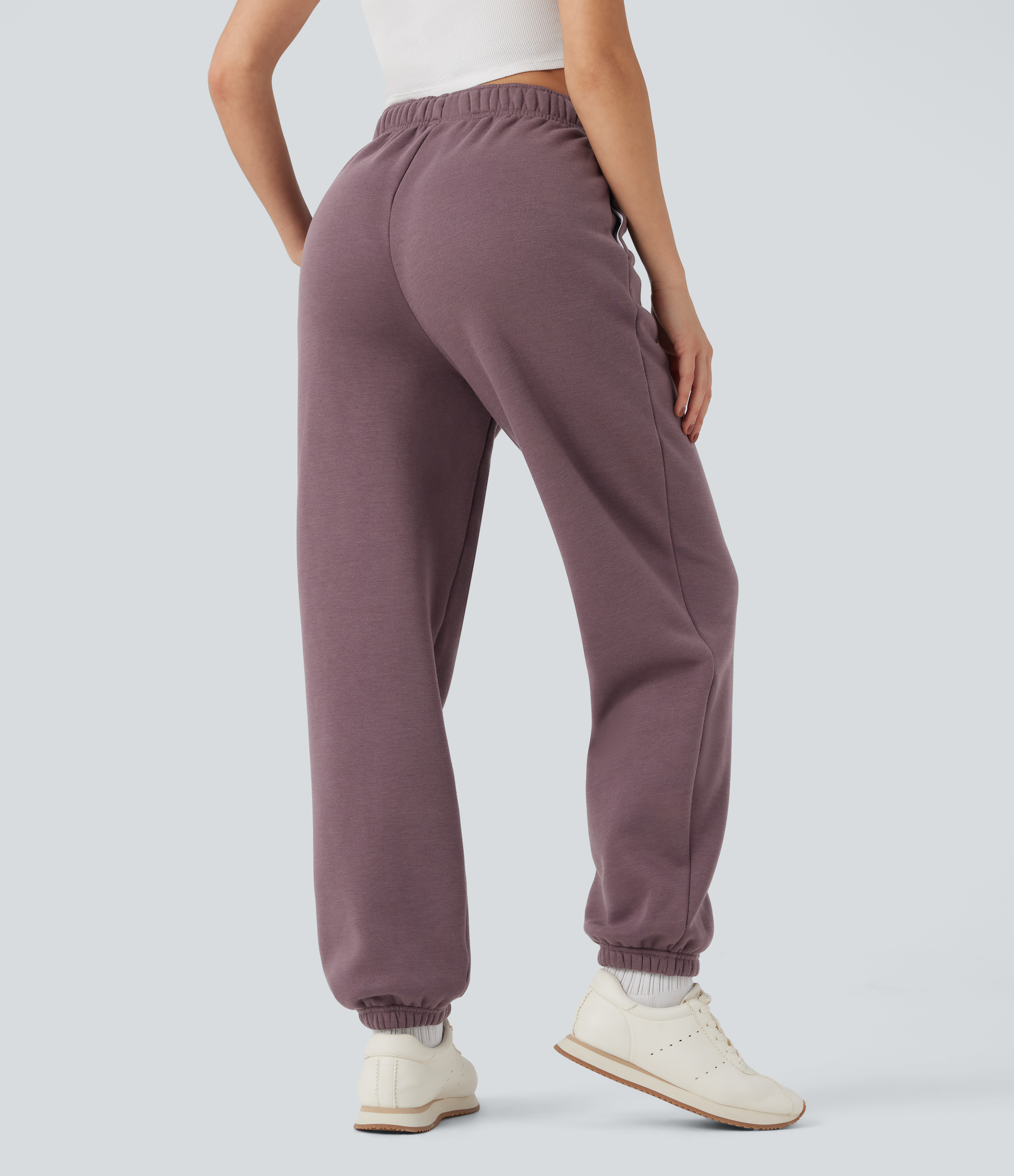 Flint Joggers casuales de polar con tiro alto y cordón interior con bolsillos / 1