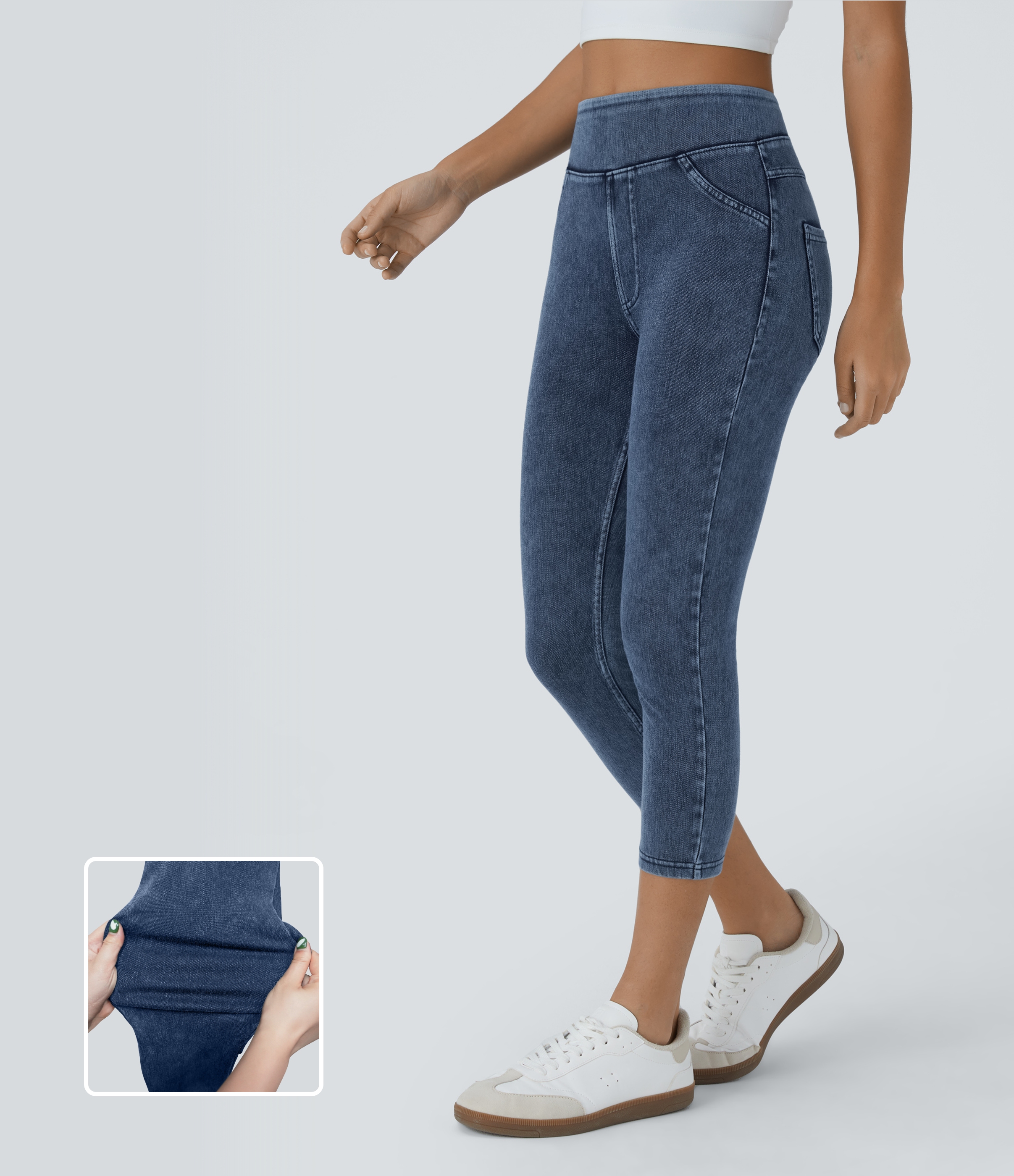 Halara Flex™ High Waisted Pocket Denim Capri Casual Leggings