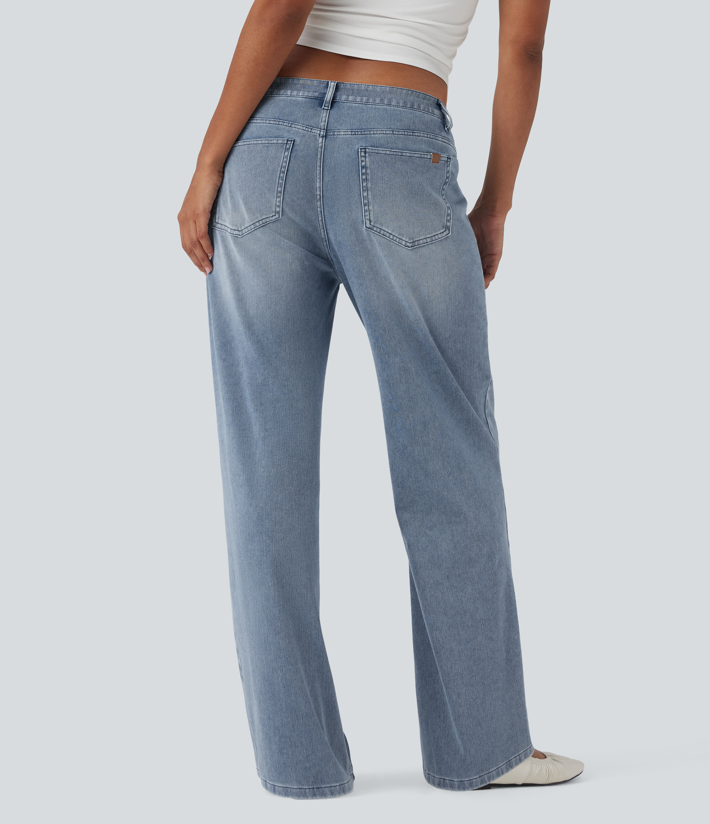 Vallarta Blue Denim Halara Flex™ Jean coupe droite décontracté taille mi-haute avec poches / 2