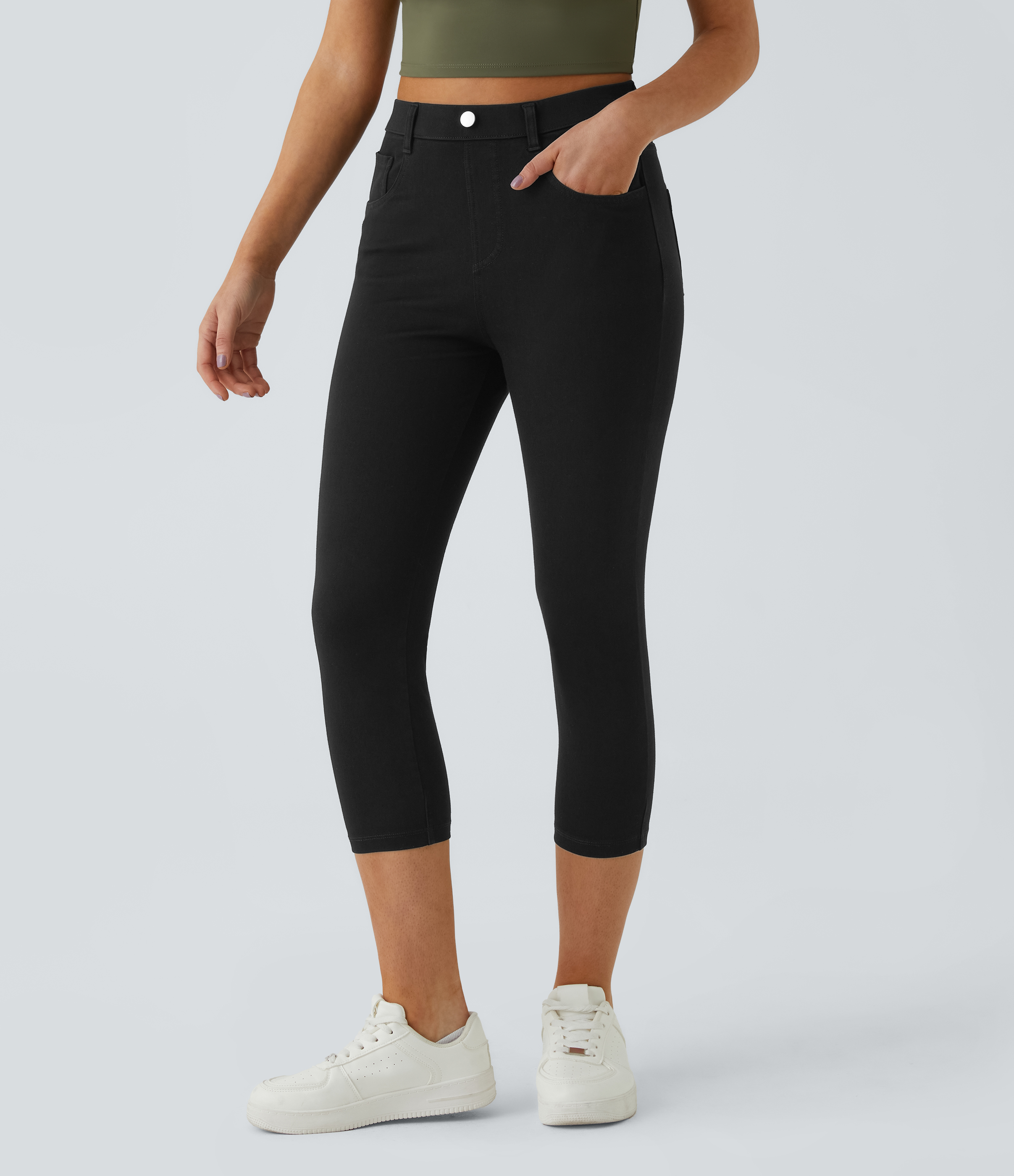 Halara Flex™ High Waisted Pockets Denim Capri Casual Leggings