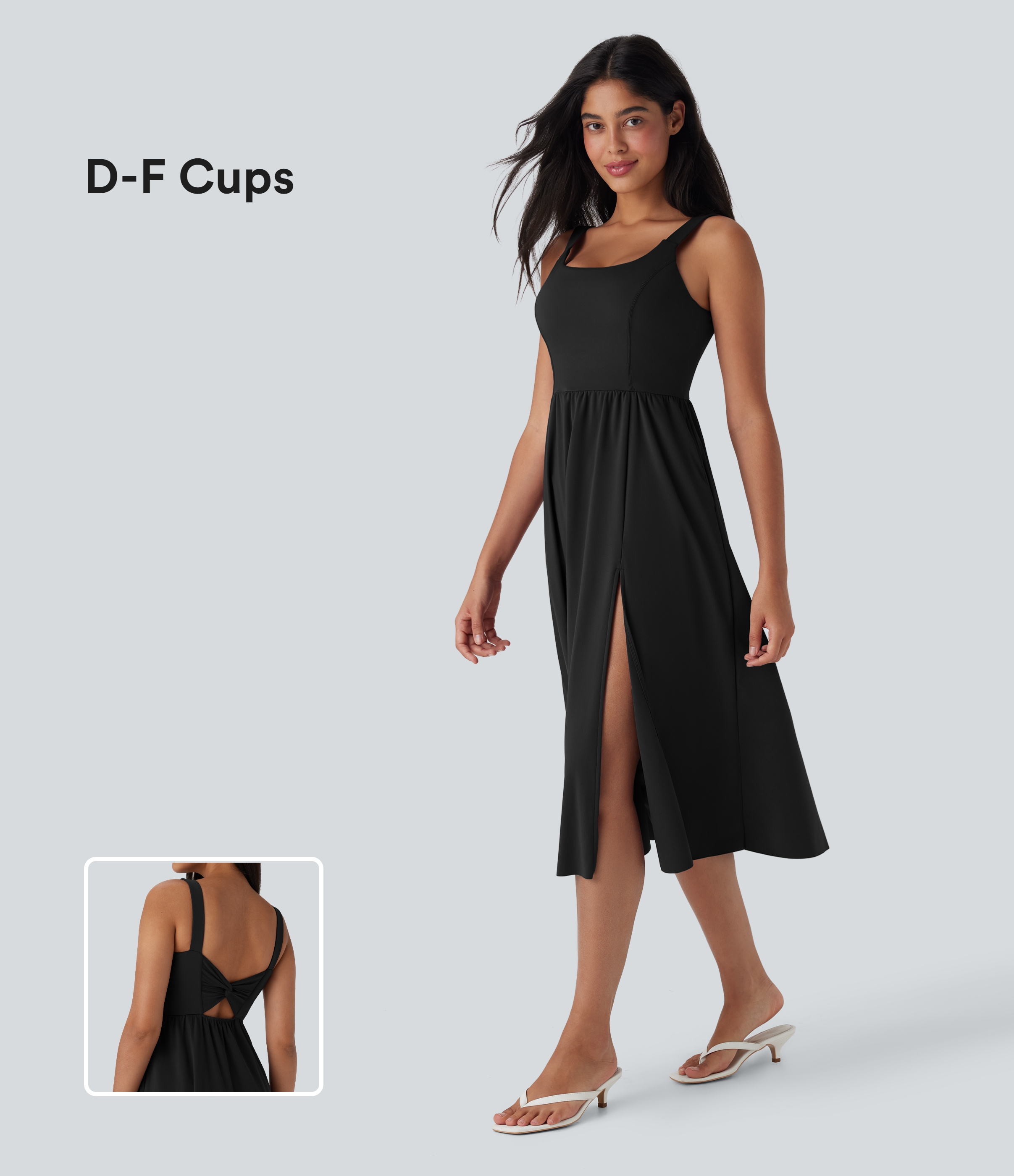 SoftlyZero™ Airy Padded Cool Touch Women Long Midi Casual Dress with Pockets D-F Cups
