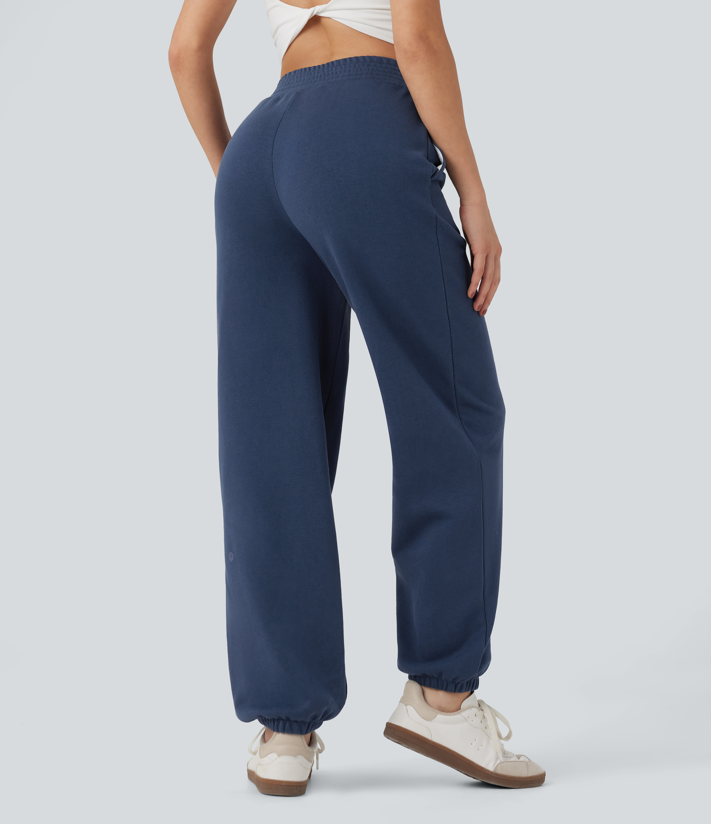 Insignia Blue Joggers casuales de algodón con tiro medio y bolsillos / 2