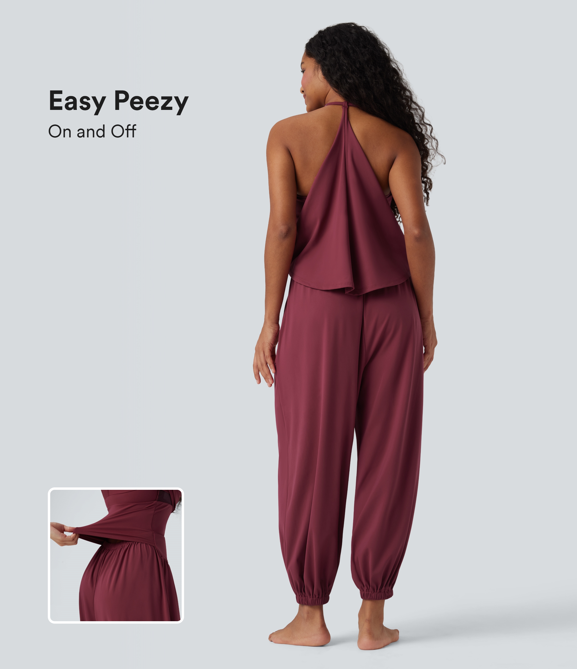 SoftlyZero™ Airy Halter Sleeveless Cool Touch Yoga Overalls with Pockets-Easy Peezy-UPF50+