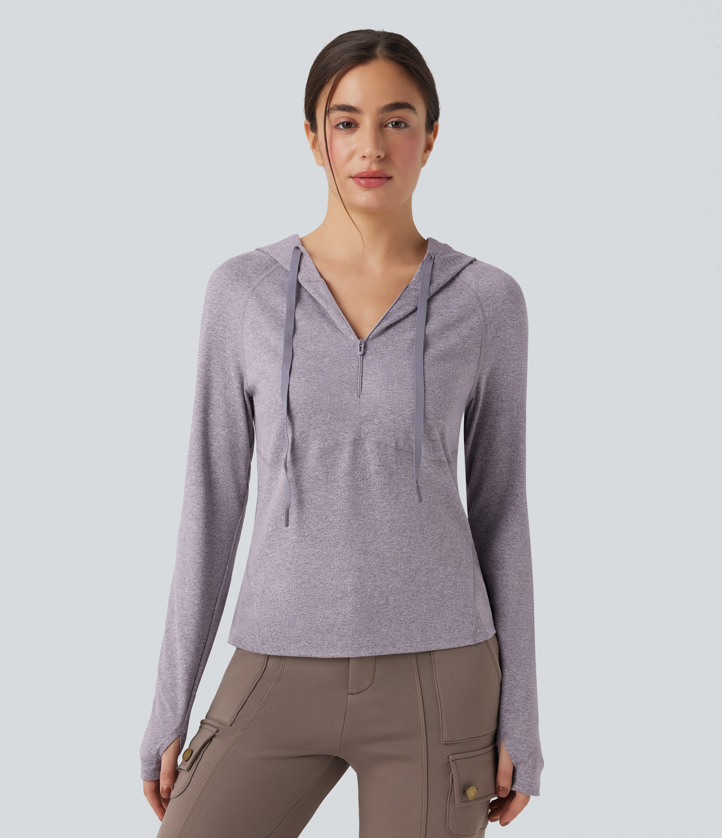 Kapuzen-Sweatshirt mit Tasche, langen Ärmeln, Kordelzug und Daumenlöchern