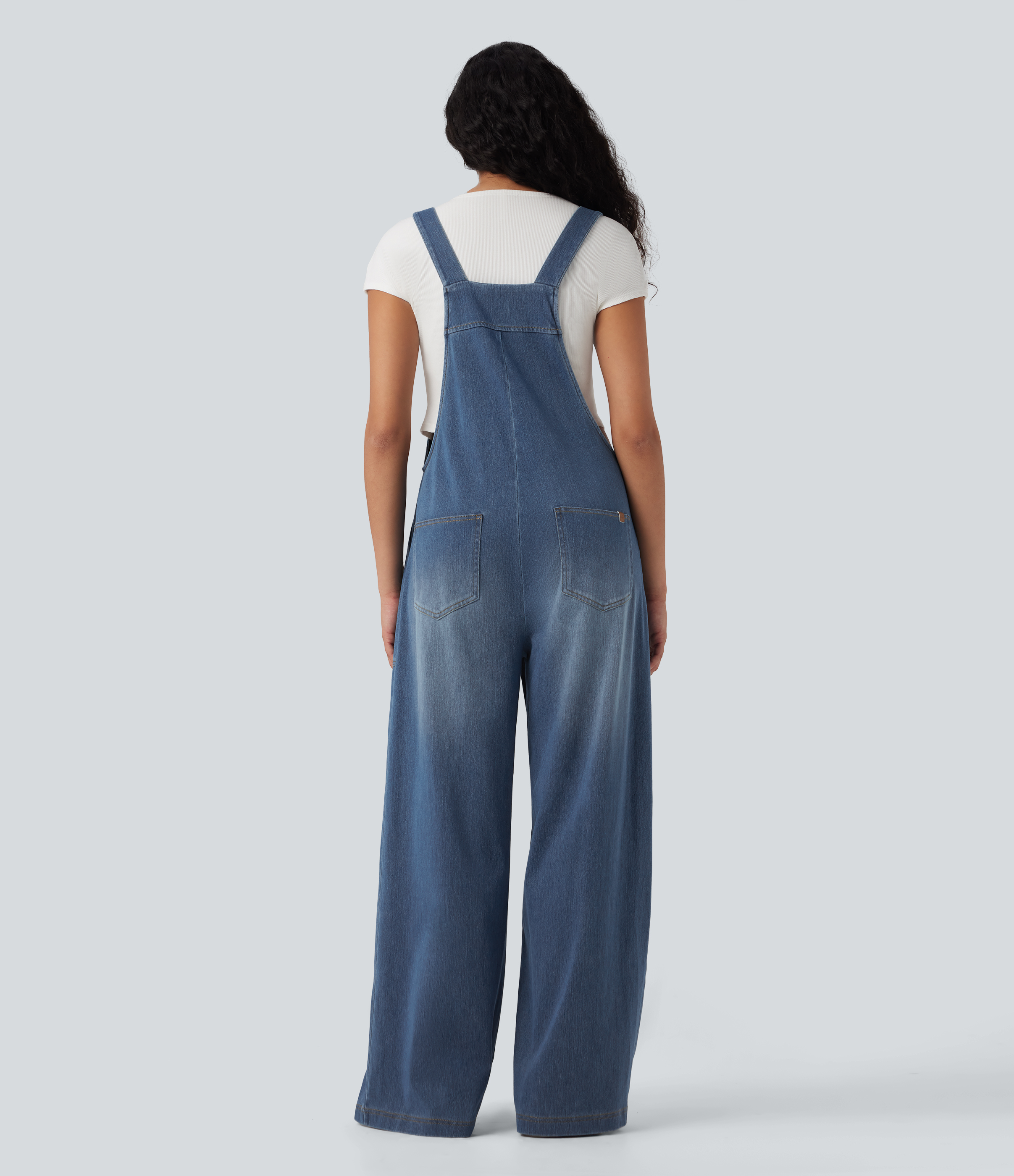  Blue Jasper Denim Halara Flex™ Lässige Latzhose aus gewaschenem Denim mit quadratischem Ausschnitt und Taschen / 2