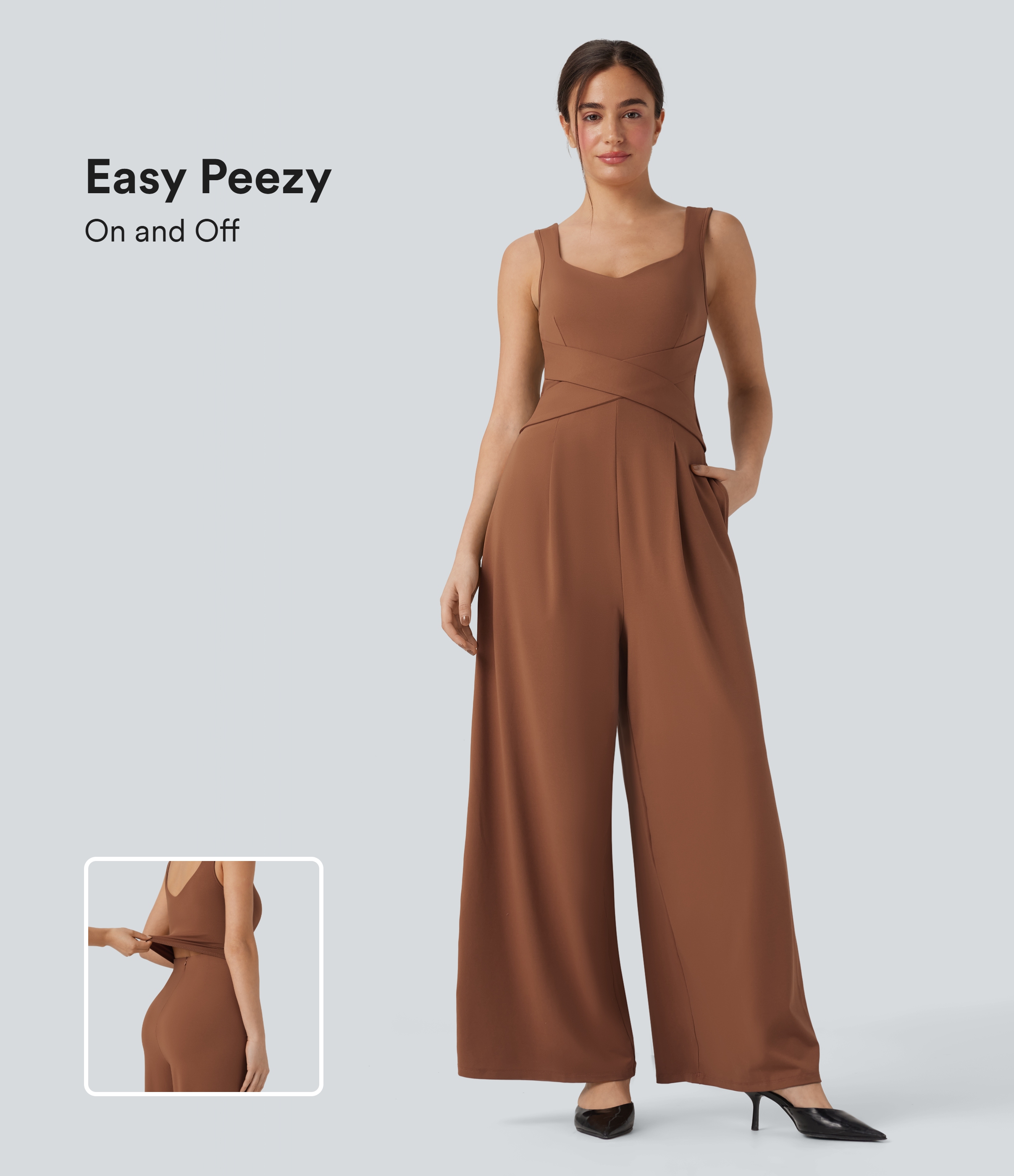 Lässiger Jumpsuit mit U-Rücken und Taschen – Easy Peezy Edition