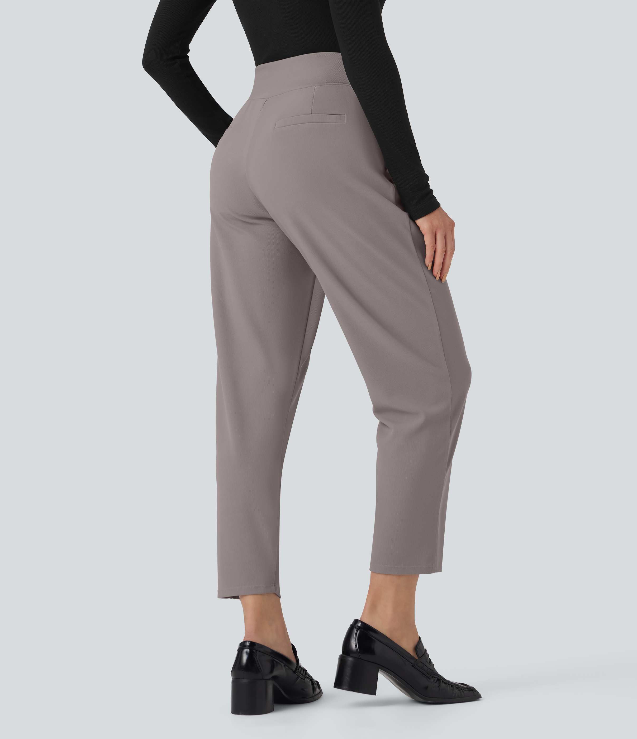 Satellite Pantalones de oficina Halara Flex™ microwaffle de tiro medio con control de abdomen y microgofres, ajustados y con bolsillos / 2