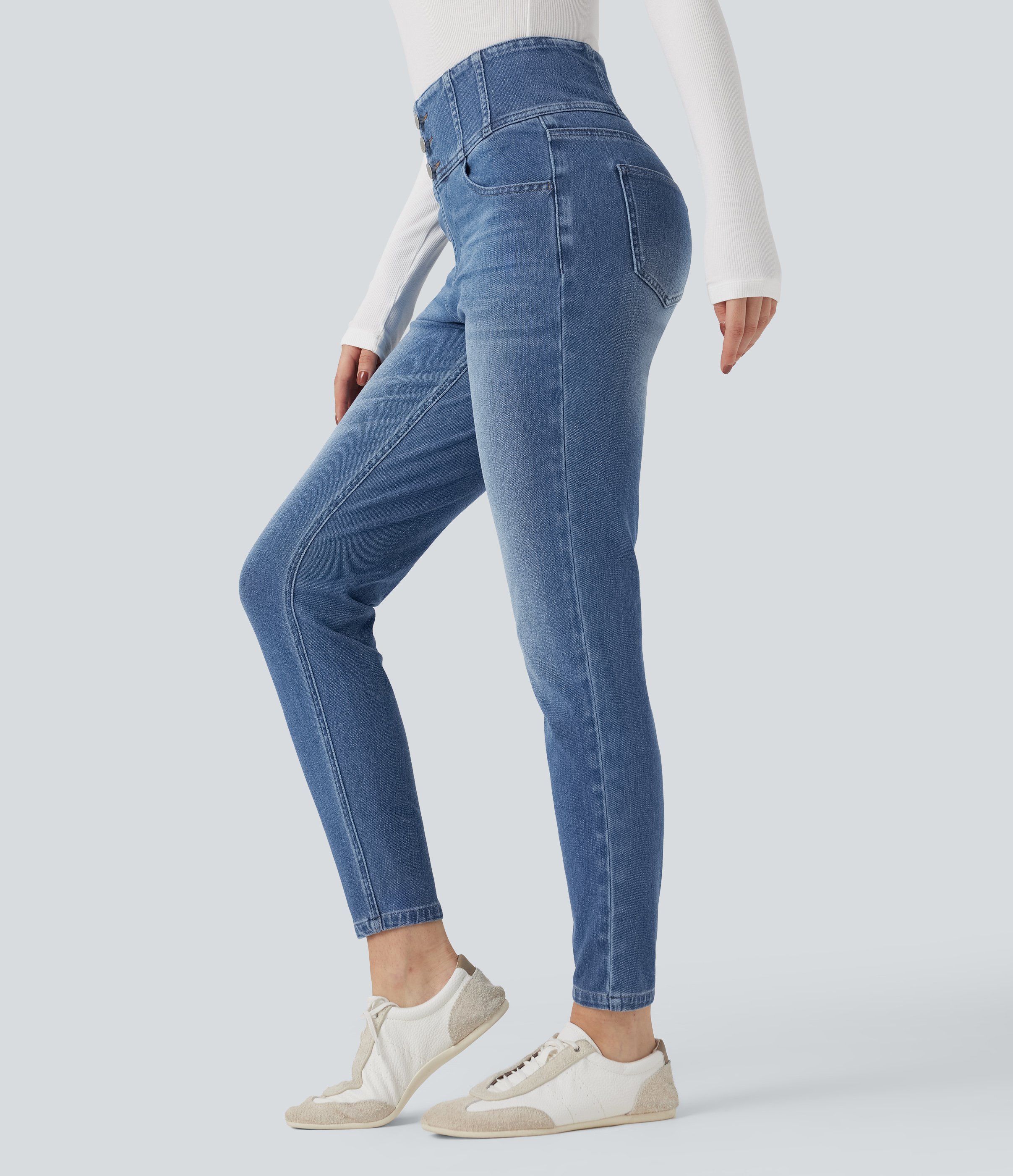 Halara Flex™ - Lässige Skinny-Jeans mit hohem Bund und mehreren Taschen