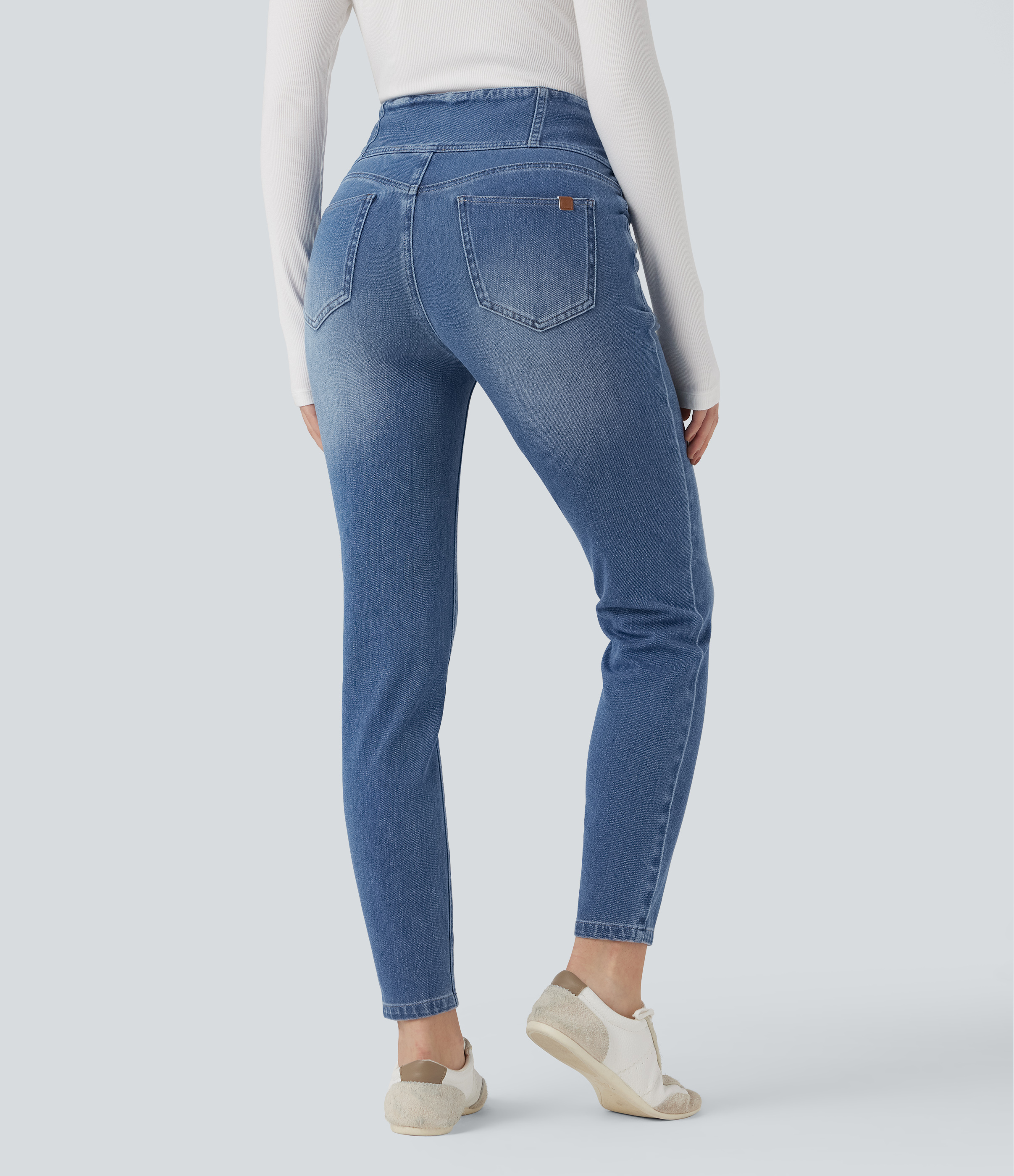 Blue Jasper Denim Jeans ajustados casuales Halara Flex™ de tiro alto con bolsillos / 2