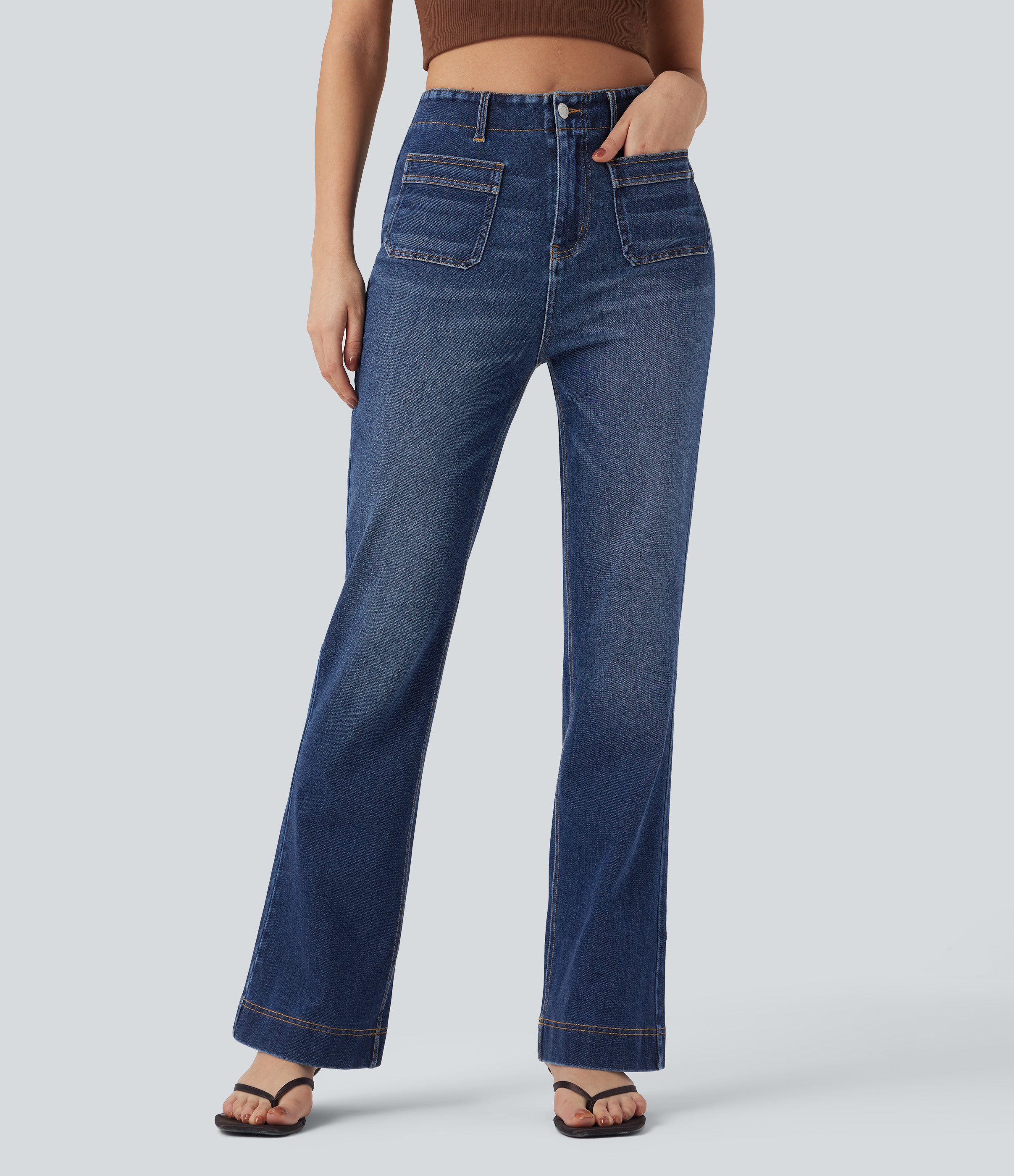 Halara Flex™ High-waisted Casual Slim Bootcut Jeans with Pockets