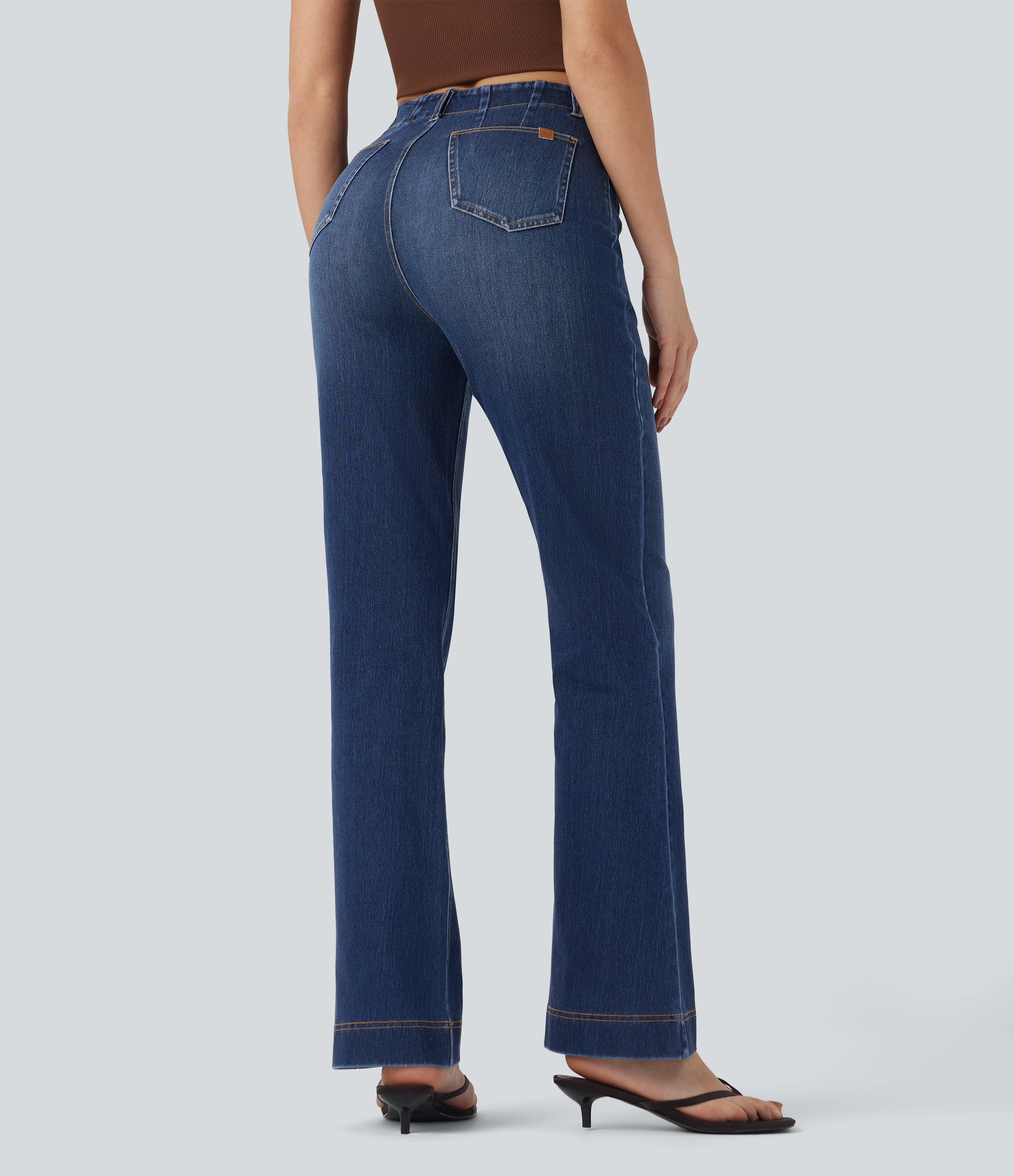 Estate Blue Denim Jeans casuales Halara Flex™ ajustados de tiro alto con bolsillos / 2