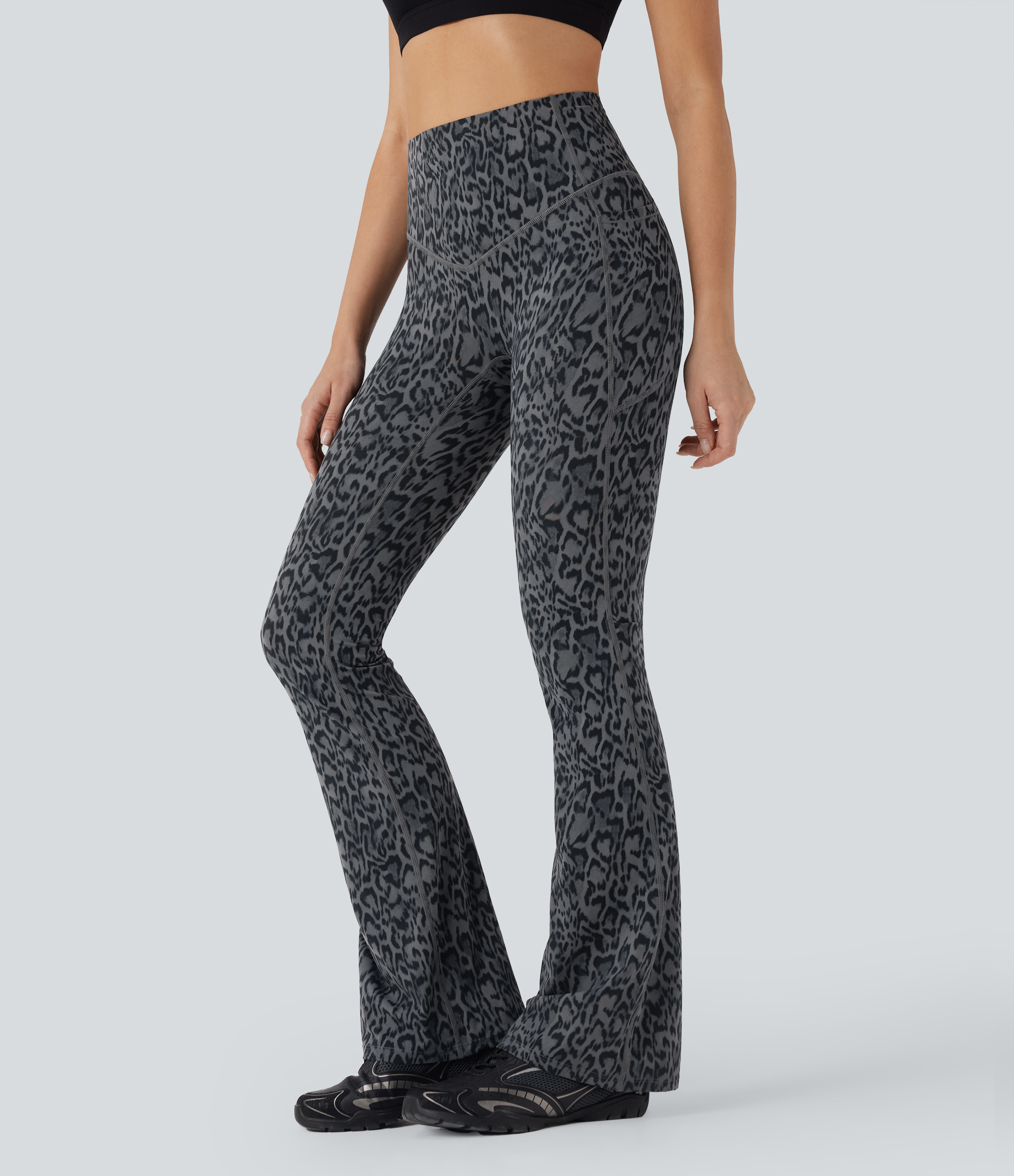 Halara UltraSculpt™ Leopard Print High Waisted Tummy Control Bootcut Yoga Leggings with Pockets