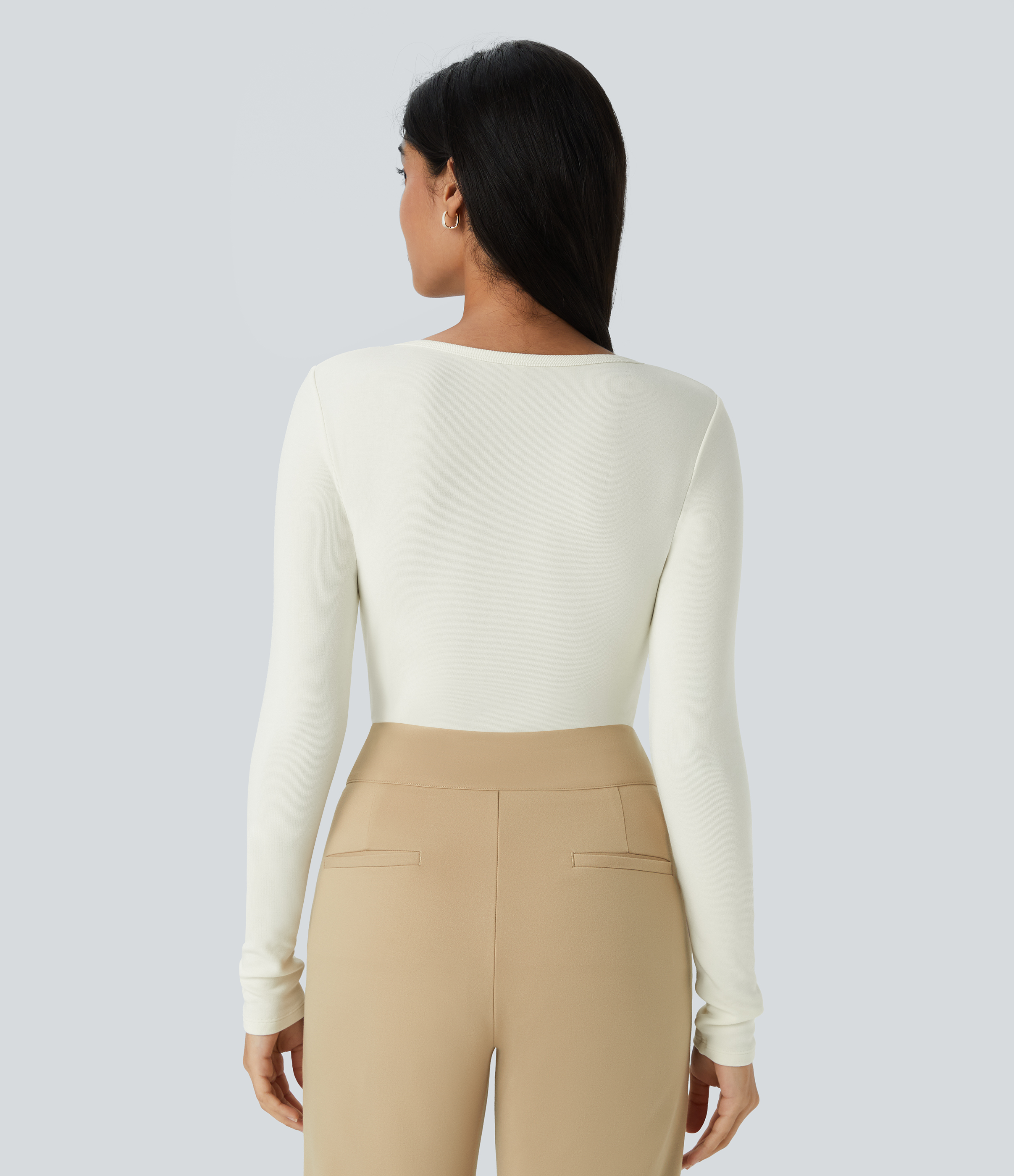 Lily White V Neck Long Sleeve Thermal Work Top / 2