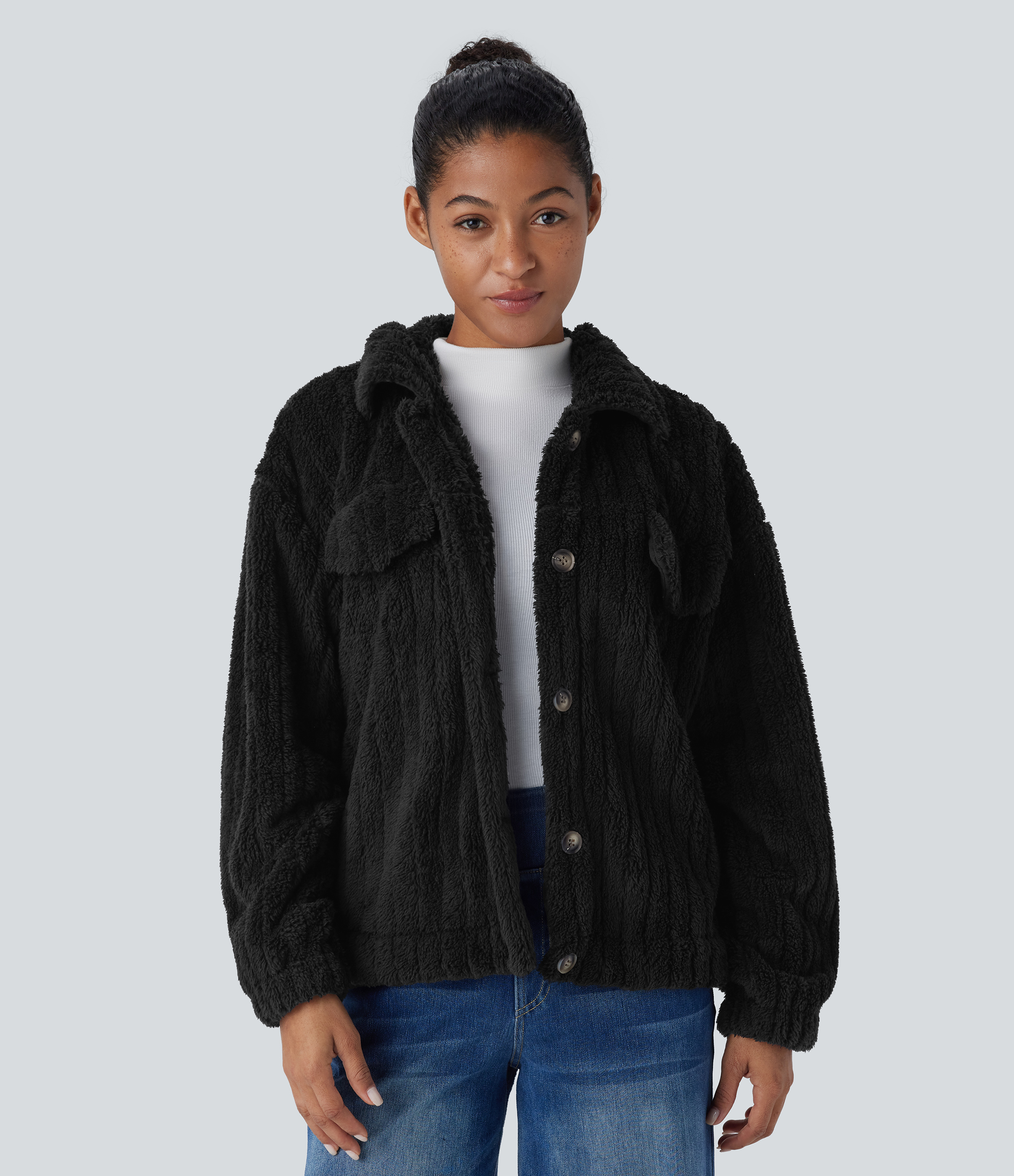 Long Sleeve Casual Sherpa Jacket