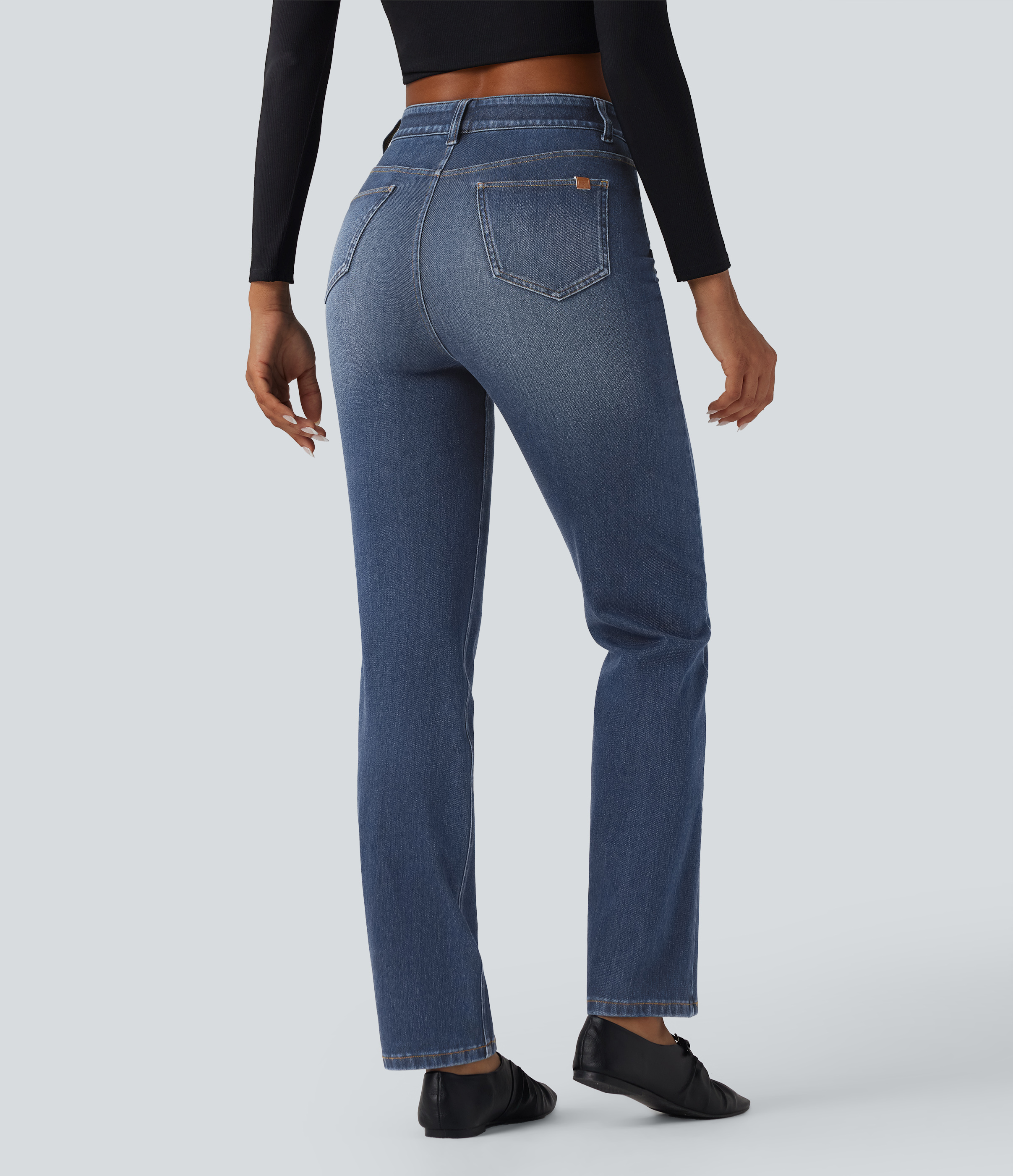 Blue Surf Denim Jeans ajustados casuales Halara Flex™ de tiro alto con control de abdomen y bolsillos  / 2