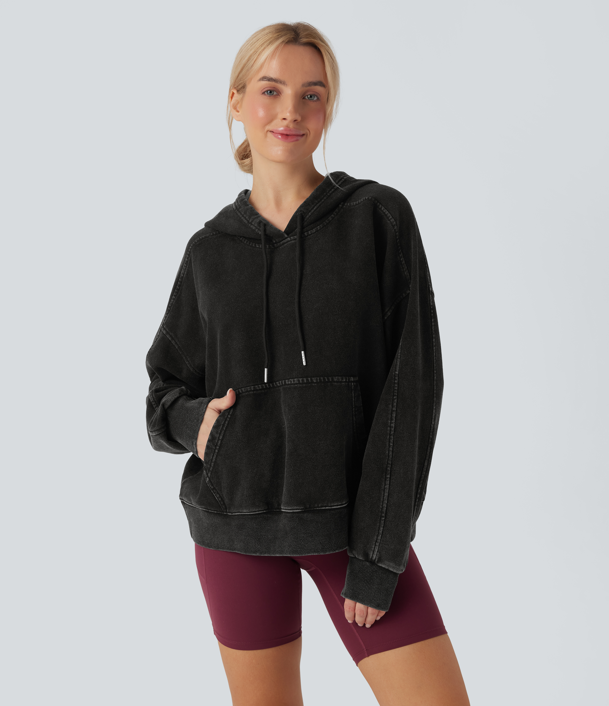 Sweat à capuche décontracté en denim Halara Flex™ avec poche