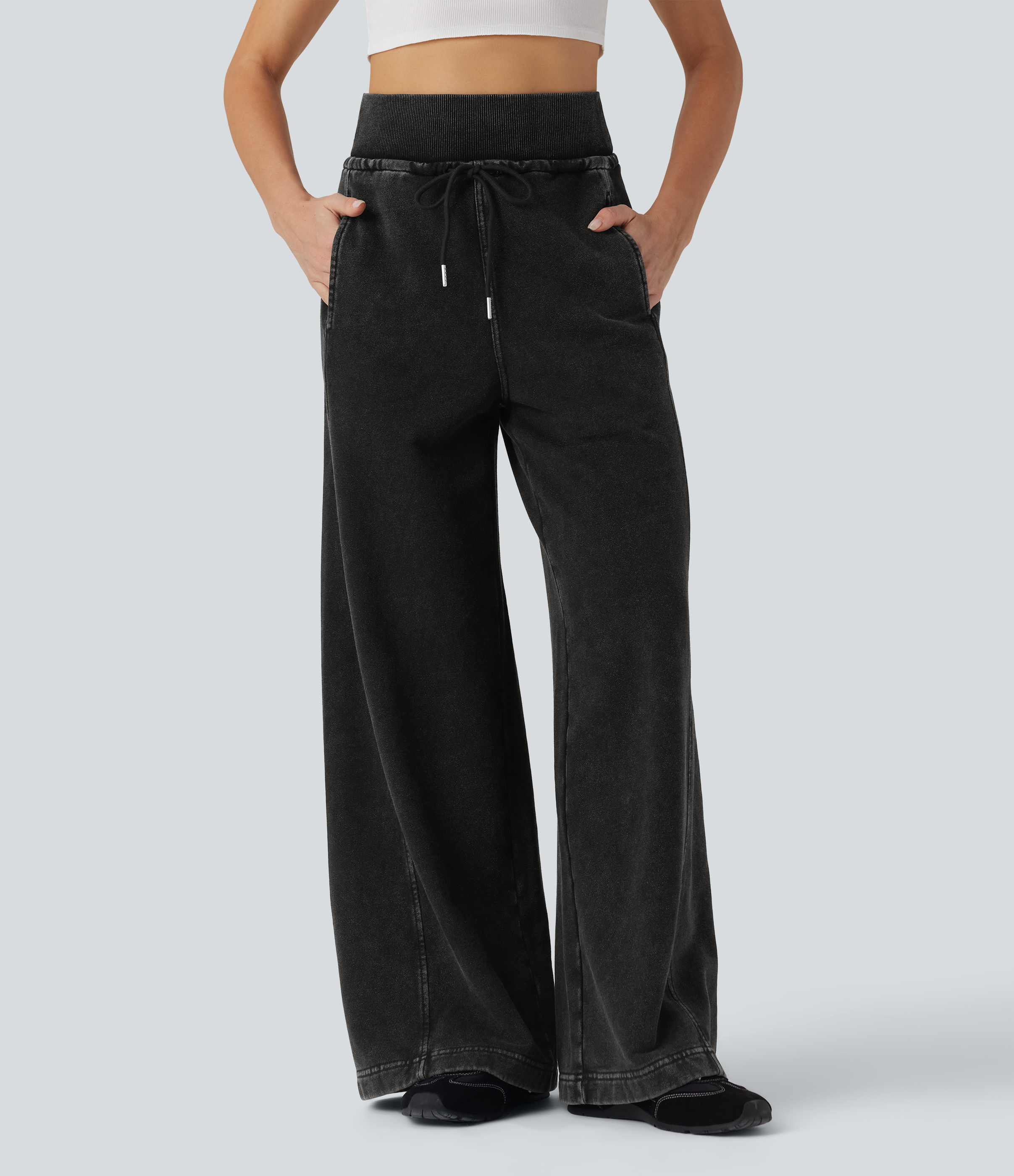 Halara Flex™ High Waisted Drawstring Casual French Terry Baggy Sweatpants Jeans with Pockets