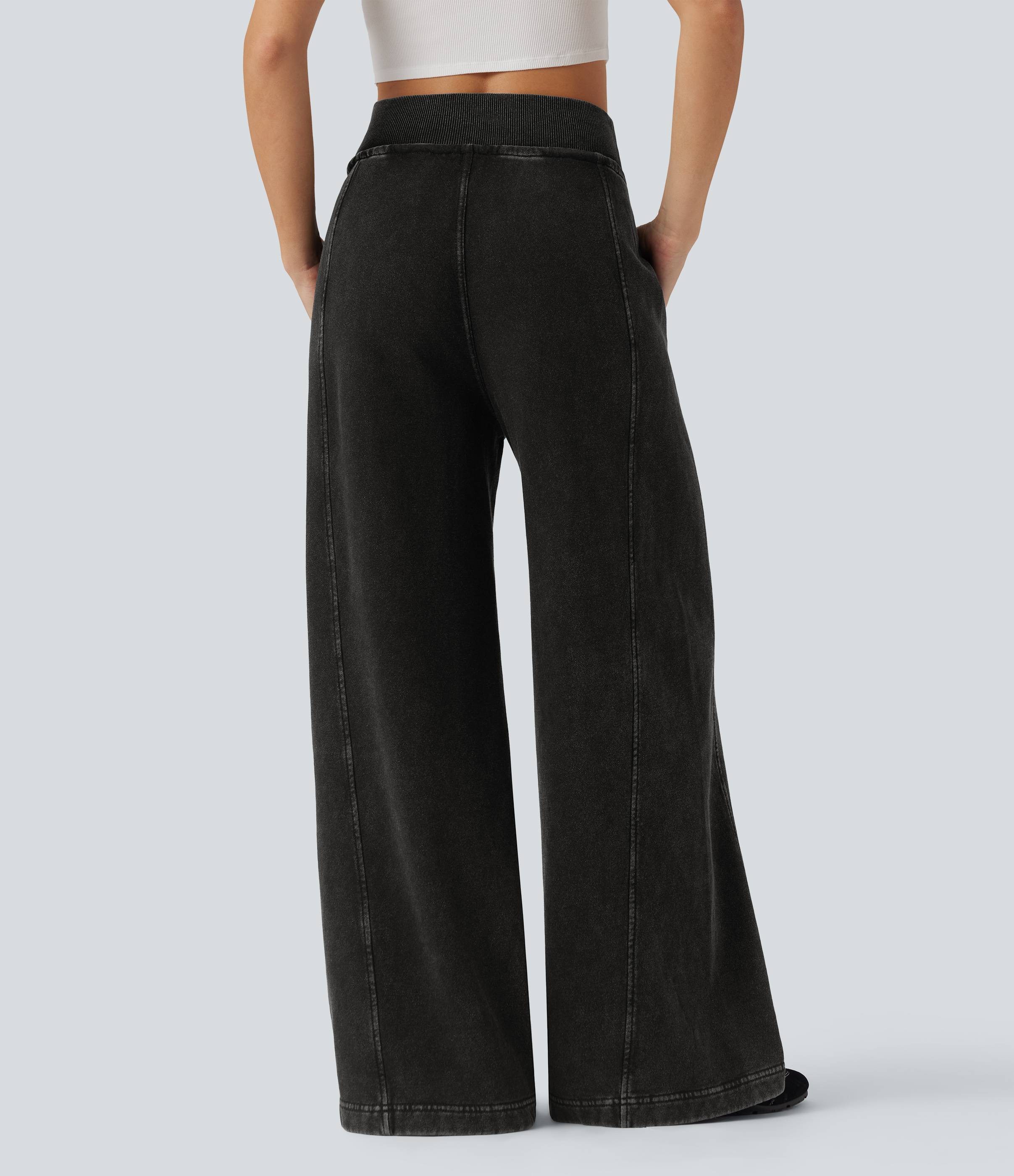 Phantom Denim Halara Flex™ High Waisted Drawstring Casual French Terry Baggy Sweatpants Jeans with Pockets / 2