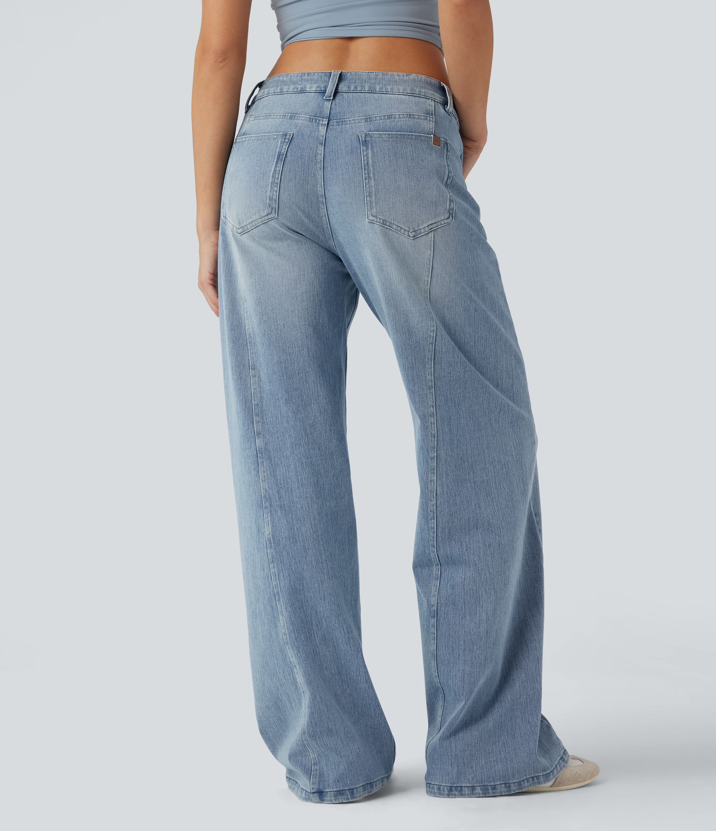 Halara Flex™ - Lässige Jeans mit niedrigem Bund, Seitentaschen und weitem Bein