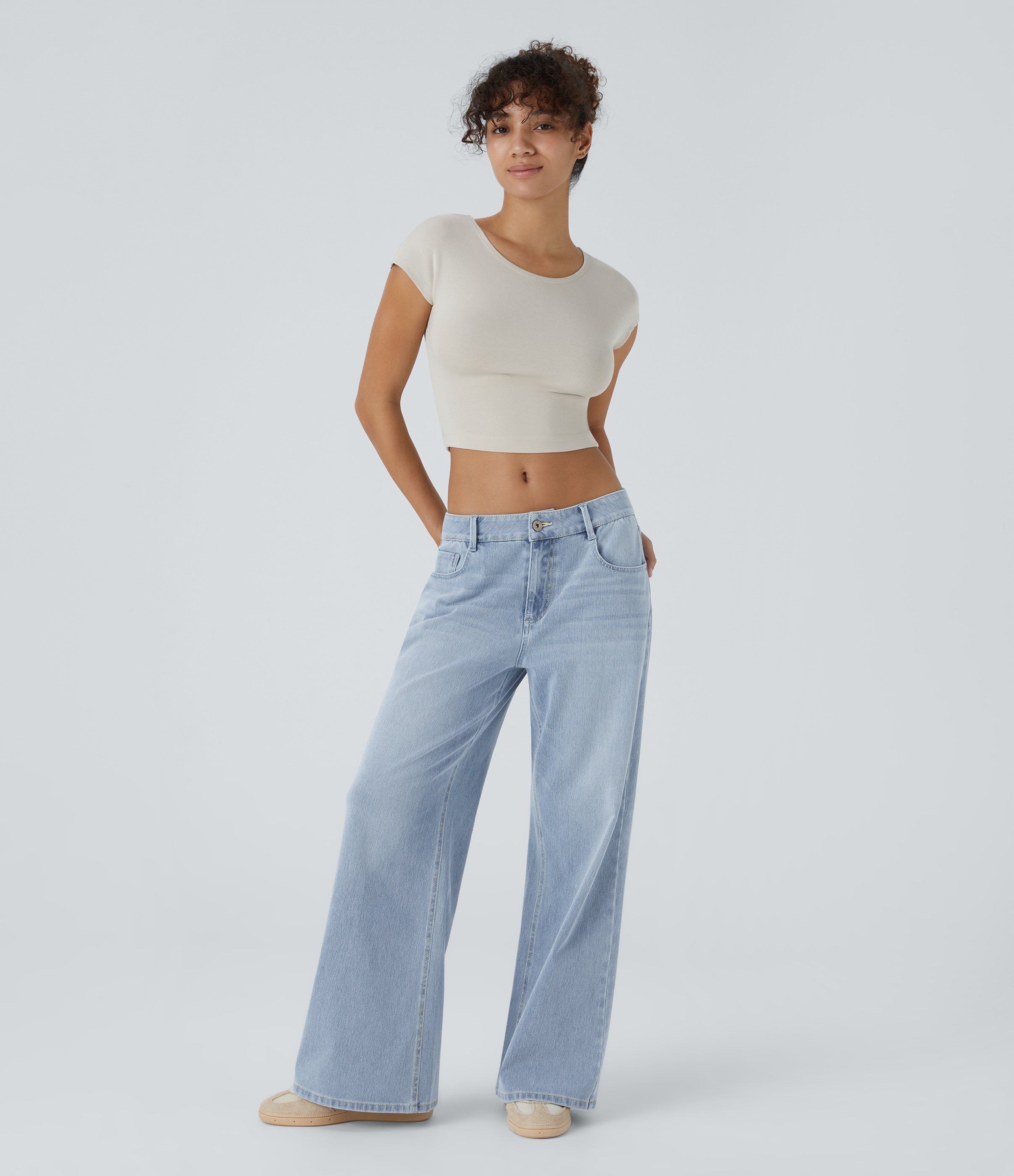 Women's Halara Flex™ Low Rise Zipper Pockets Washed Baggy Wide Leg