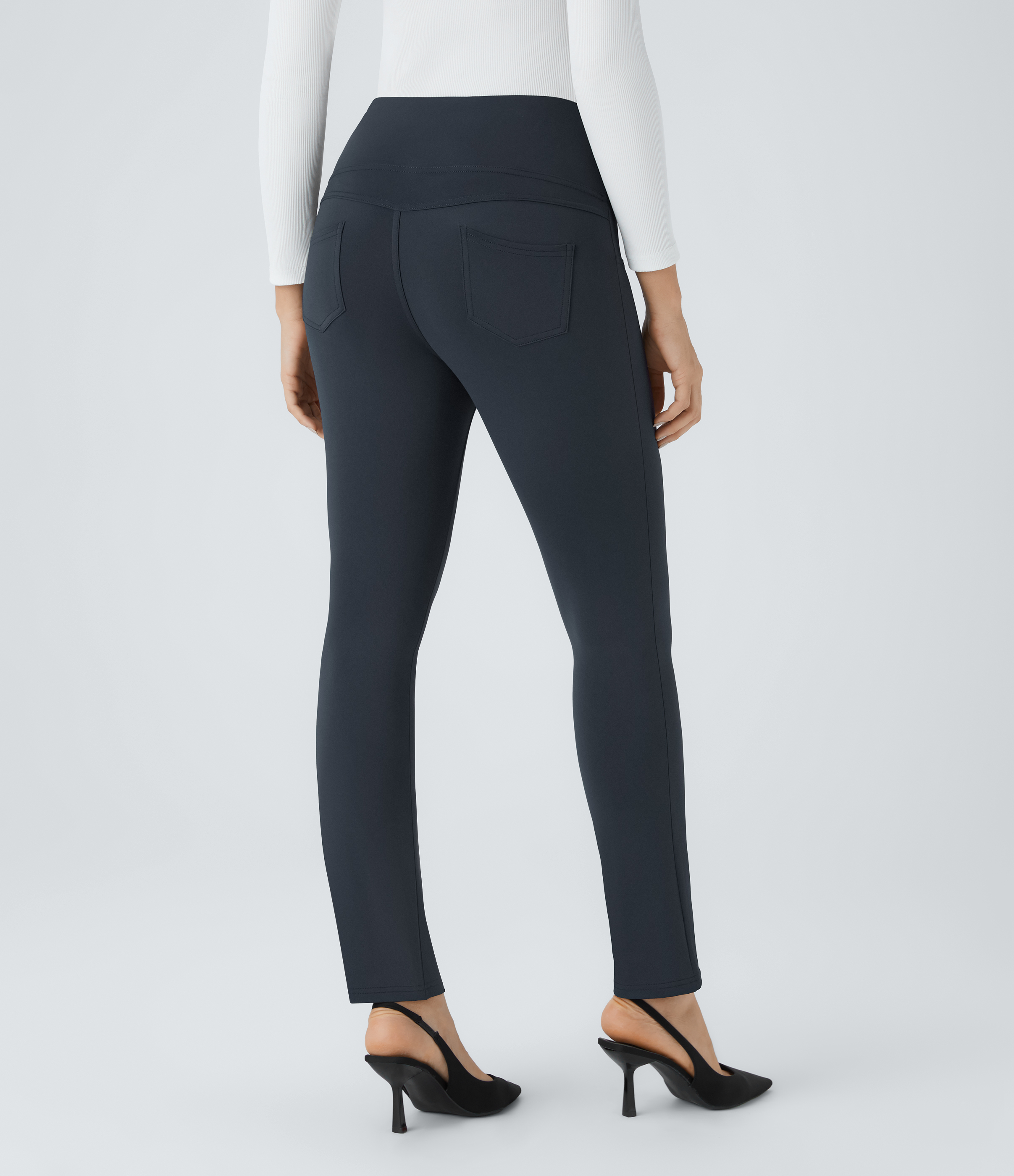 Midnight Blue Halara Flex™ ハイウエスト バックポケット テーパード ワークパンツ / 2