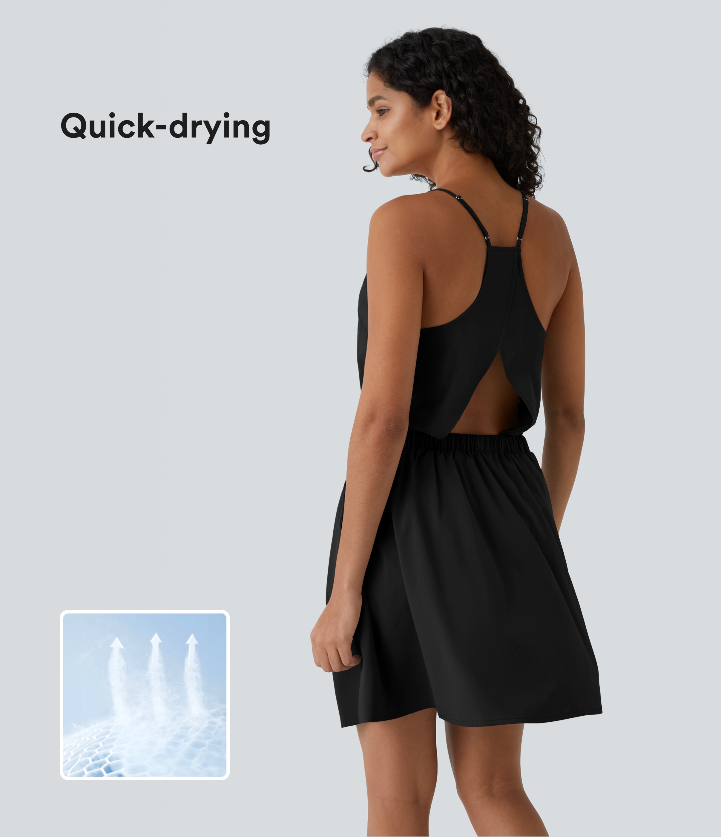 Breezeful™ Cut Out Pocket Pleated Mini Quick Dry Casual Dress