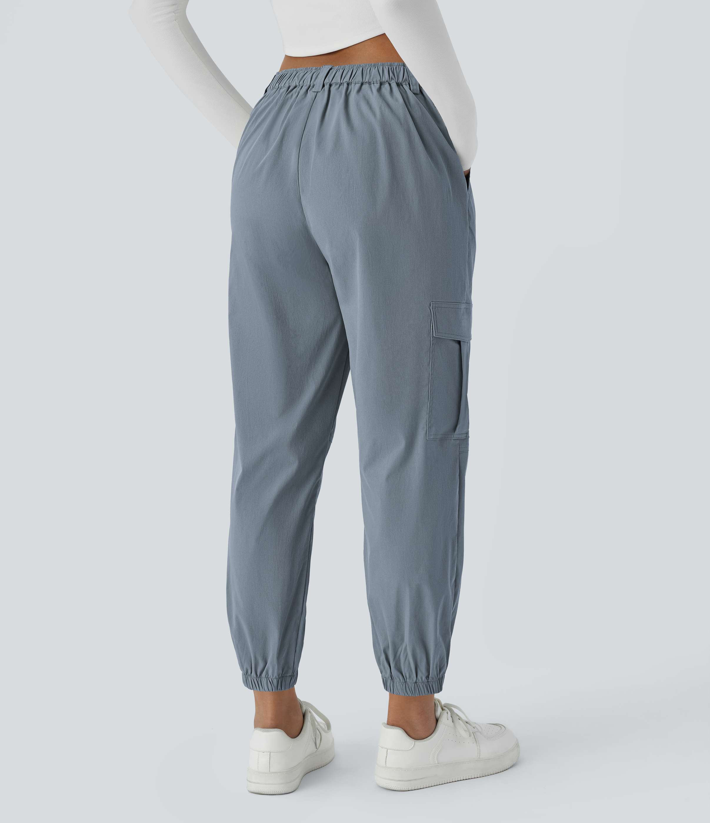 Blue Blizzard Joggers cargo múltiple bolsillo tiro medio botón cremallera / 2