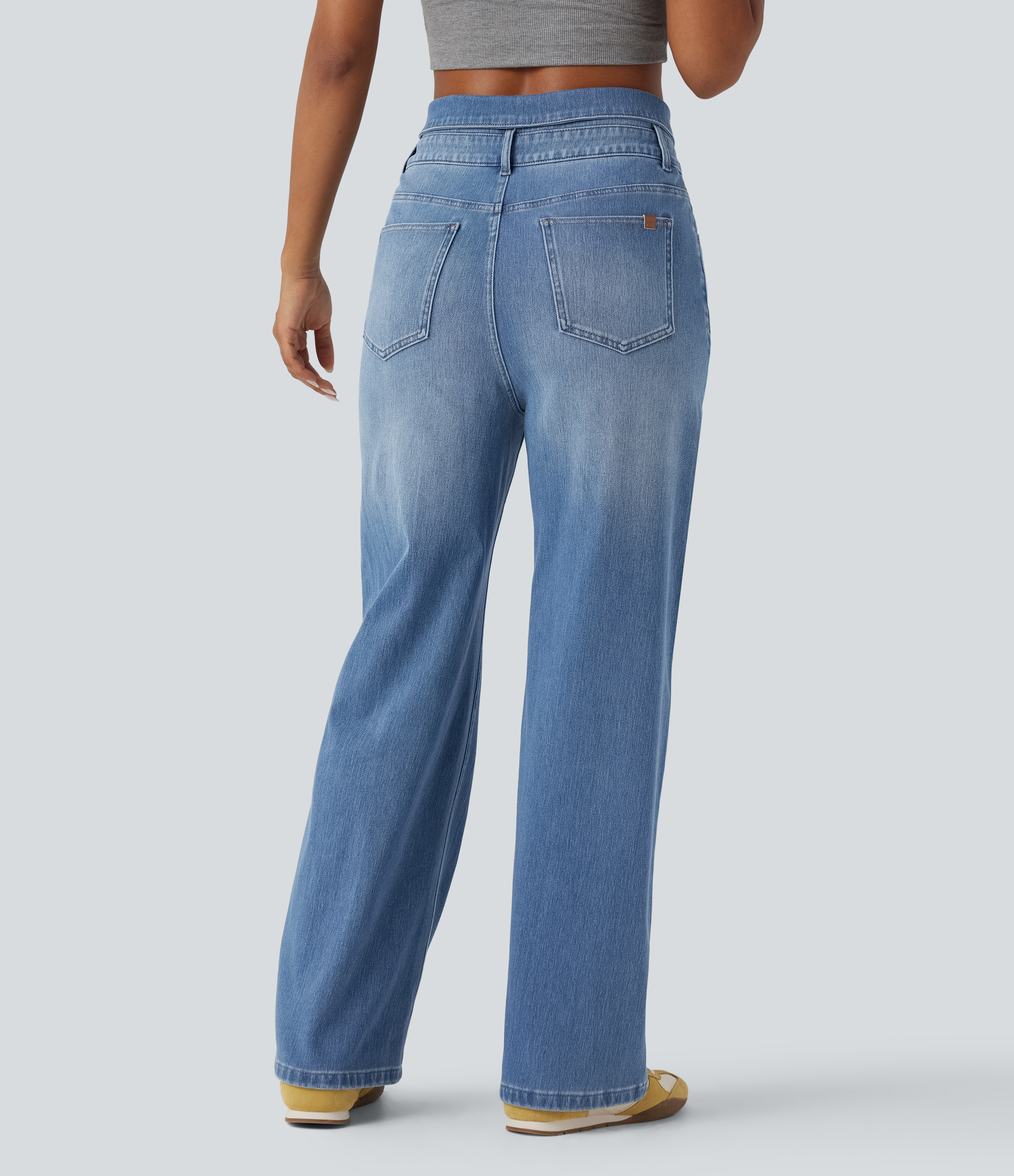 Tide Blue Denim Halara Flex™ Jean taille haute, coupe droite, décontracté, avec poches / 2